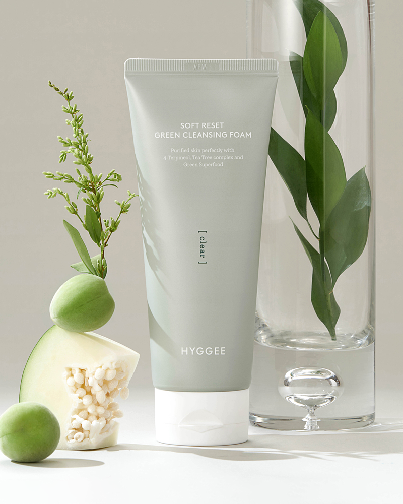 HYGGEE Soft Reset Green Cleansing Foam - Gentle Korean Face Wash for Acne-Prone Skin | Daily Deep Cleansing & Oil Control | Perfect for Morning & Night Skincare Routine