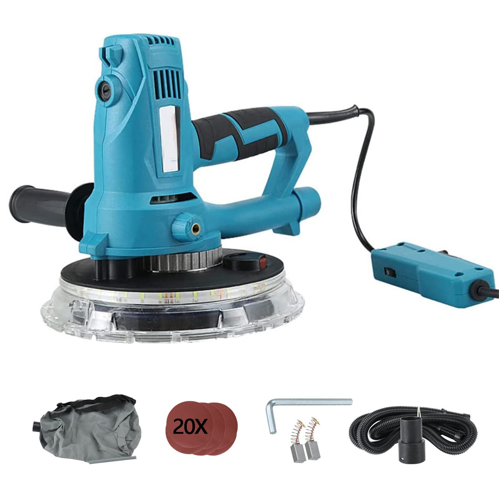 1800W Electric Drywall Sander - 5 Variable Speeds (1000-2100 RPM) with LED Light | Professional Wall & Ceiling Polishing Machine | Perfect for Home Renovation, DIY Projects, and Professional Construction Work