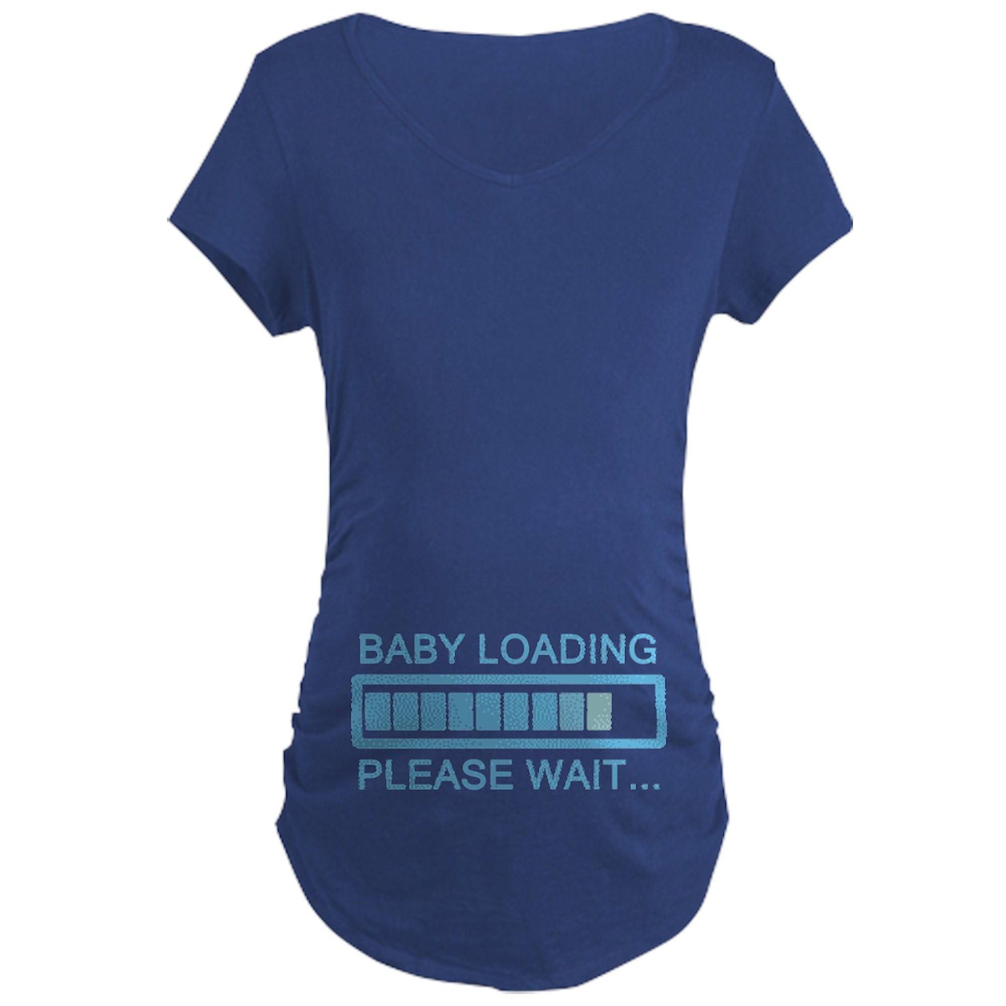 Baby Loading Please Wait Maternity Dark T-Shirt - Women's Ruched Side Pregnancy Tee for Expecting Moms | Perfect for Baby Showers, Maternity Photos & Pregnancy Announcements