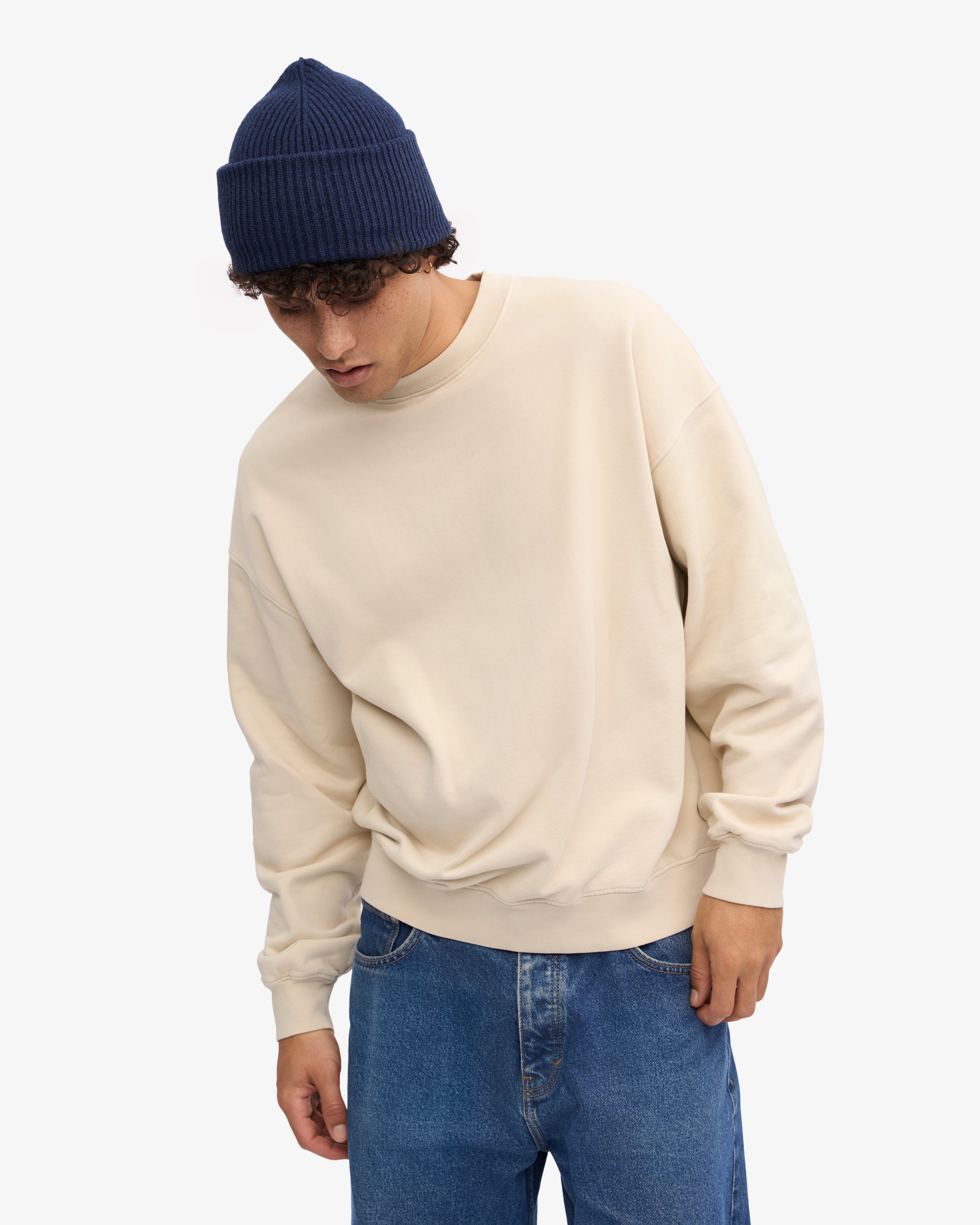 Organic Oversized Crewneck Sweatshirt - Ivory White | Soft & Comfortable Cotton Pullover for Women & Men | Perfect for Casual Wear, Loungewear & Cozy Outfits