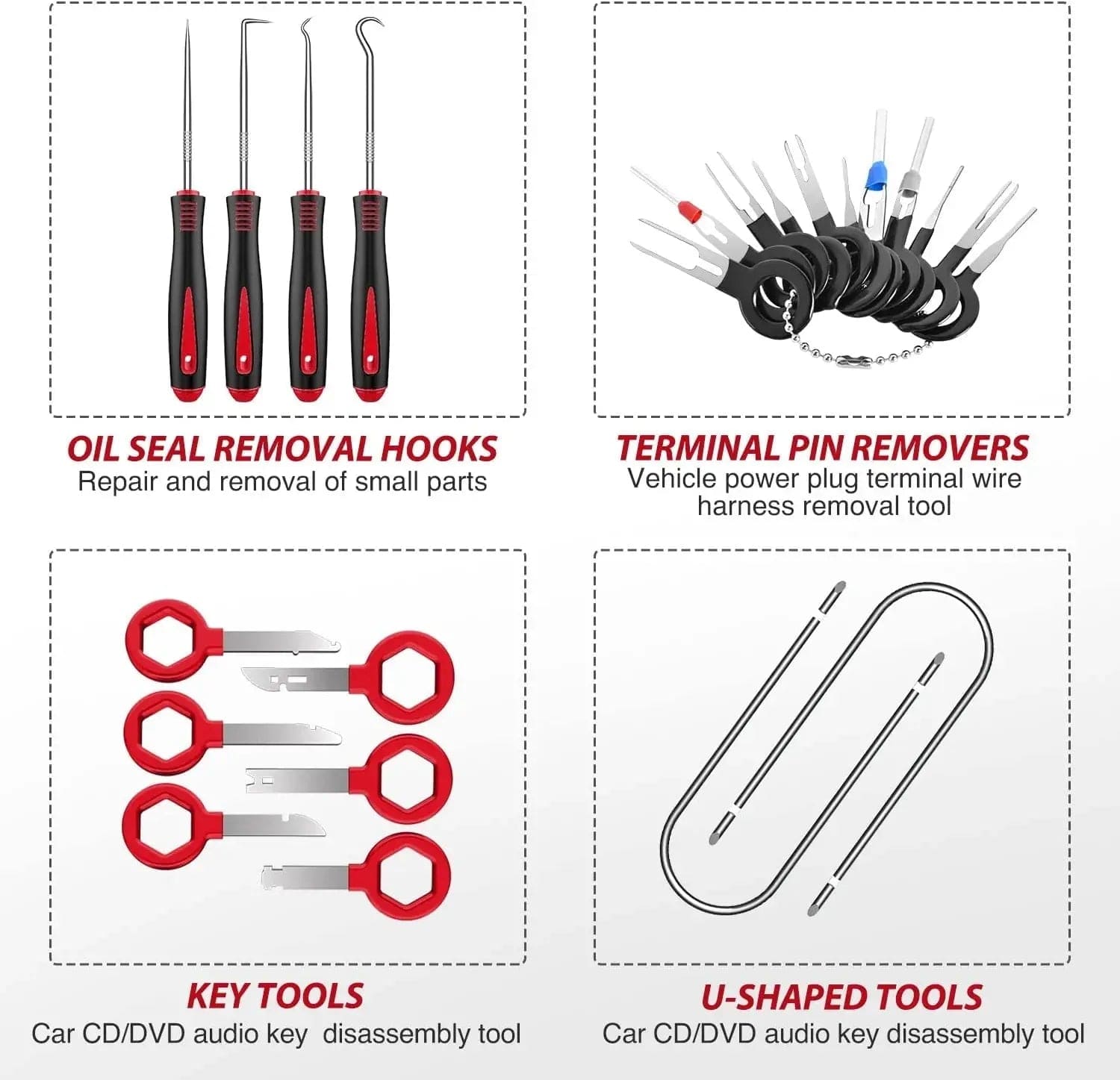 88 Pcs Car Trim Removal Tool Kit - Red Automotive Panel Clip Pry Tool Set for Door Dash Interior Repair & Installation - Perfect for DIY Car Detailing & Maintenance