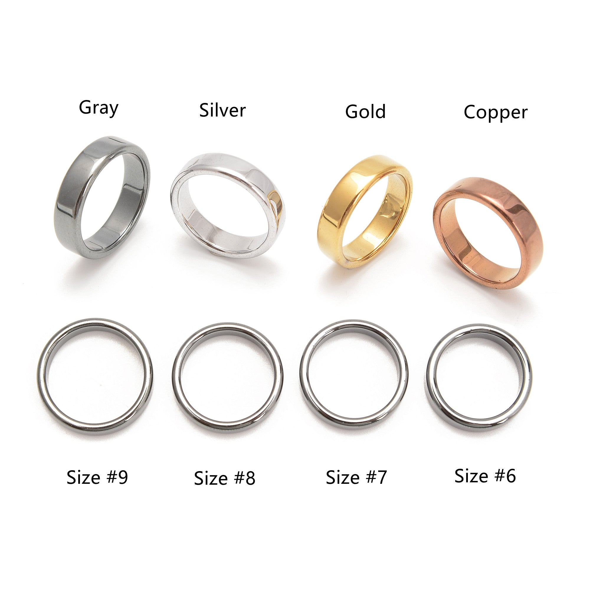 Copper Hematite Band Ring - Minimalist Flat Ring for Men & Women - Unisex Fashion Jewelry - Perfect for Everyday Wear, Gifts & Boho Style