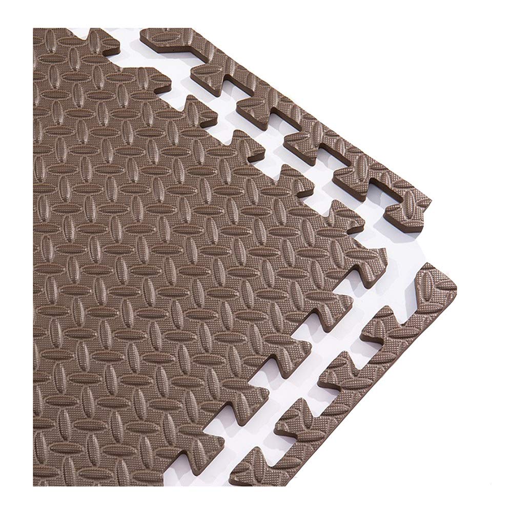 Non-Toxic EVA Foam Interlocking Play Mats for Kids - 1.2cm Thick Puzzle Floor Tiles, Exercise & Gym Mats with Borders (30x30cm/60x60cm, Brown, 36-Piece Set) - Perfect for Playrooms, Daycares, Home Gyms & Toddler Safe Areas