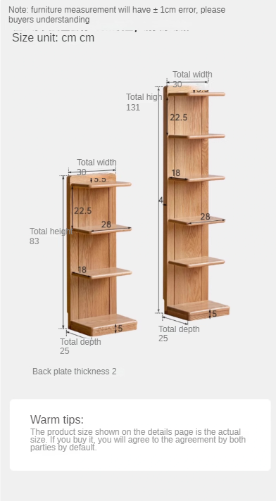 Solid Oak Wood Modern Multi-Layer Bookshelf - Stylish Home Office & Living Room Storage Shelf for Books & Decor