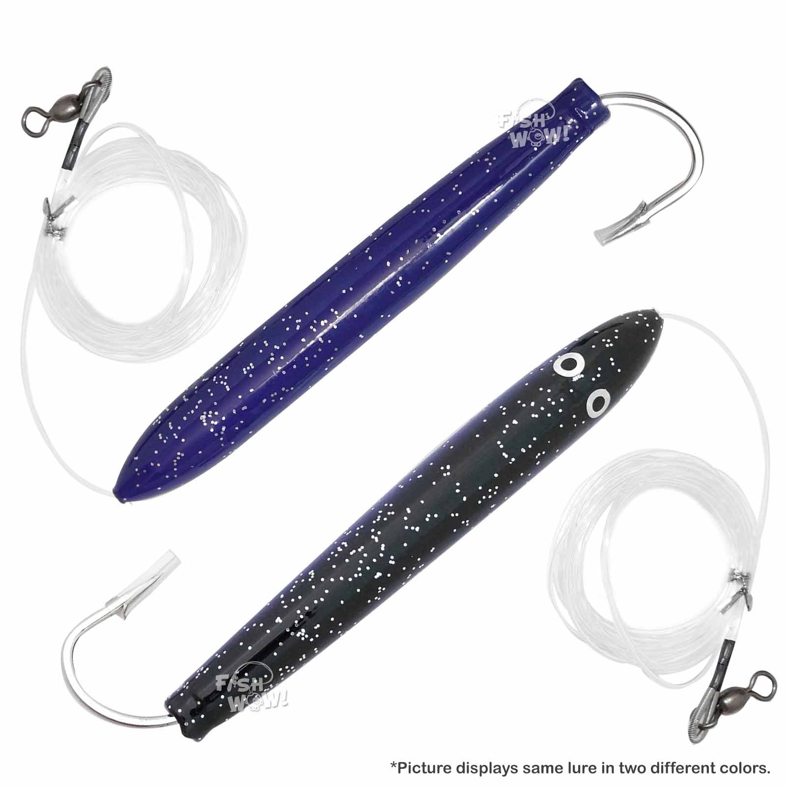6 Inch Cedar Fishing Lures for Tuna & Mahi - Wooden Trolling Plugs in Black/Purple - Saltwater Game Fishing & Offshore Angling Gear