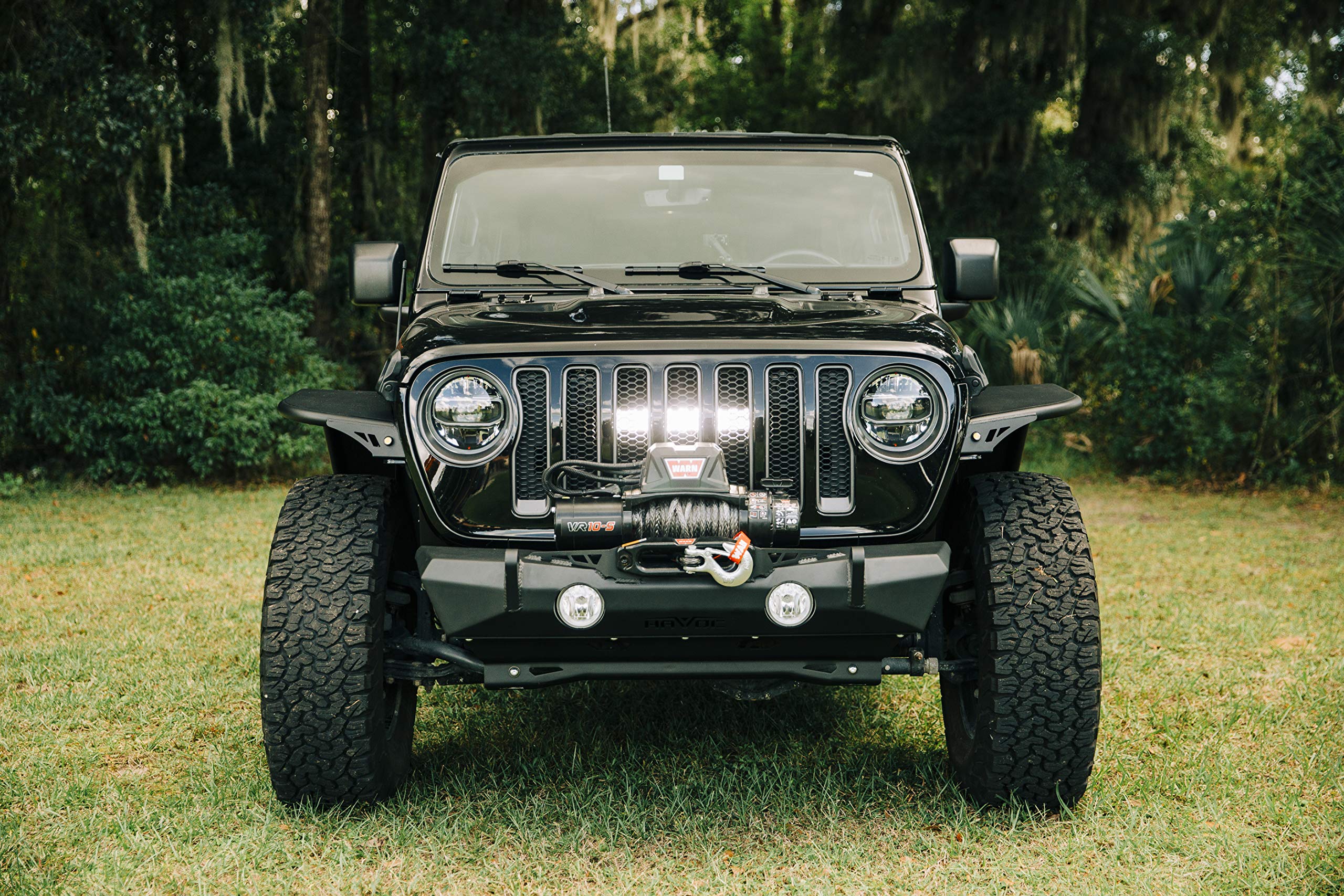 Rugged Ridge 11232.77 LED Light Mount Grille for 2018-2023 Jeep Wrangler JL & Gladiator - Off-Road Adventure Lighting Accessory