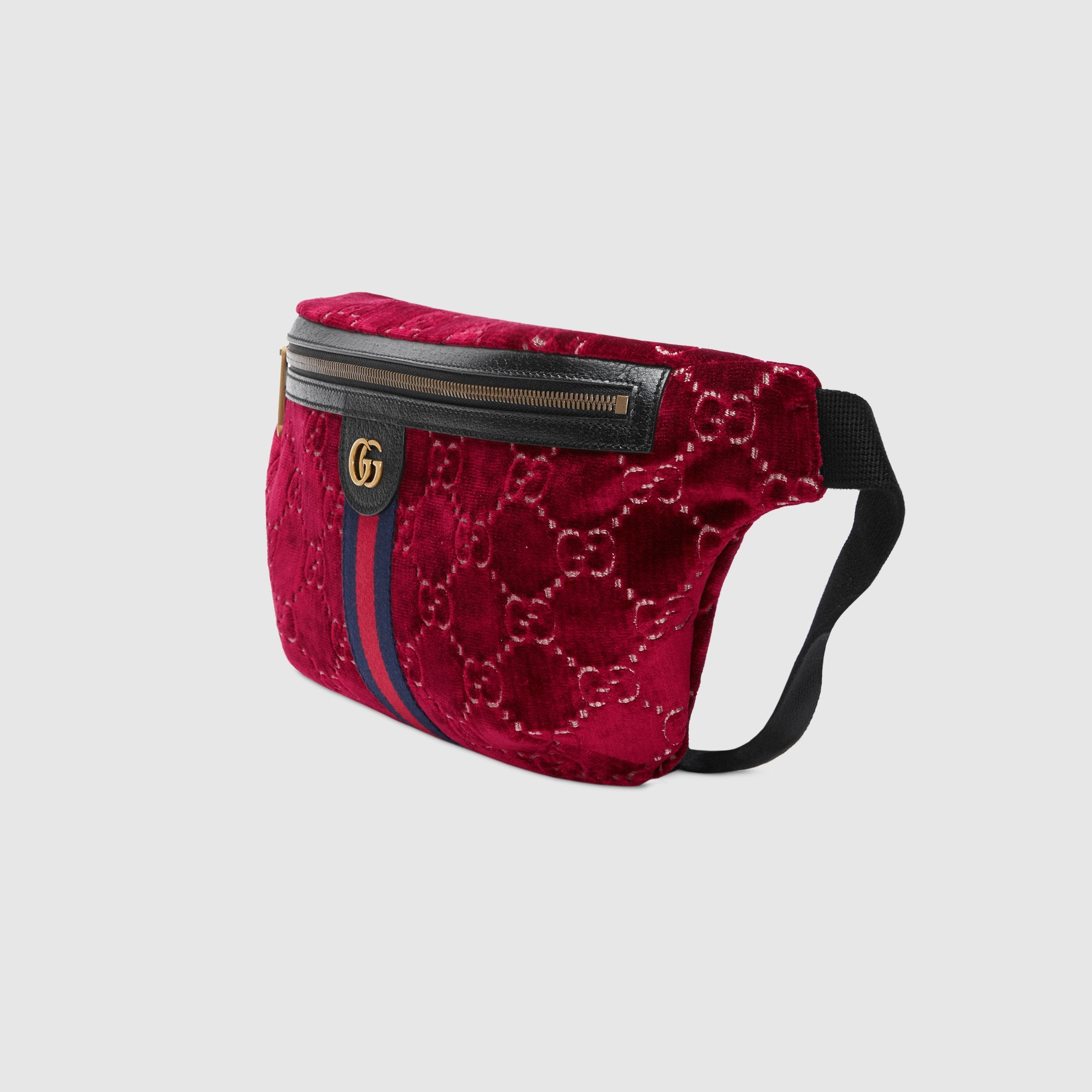 GG Velvet Belt Bag for Women - Stylish Red Waist Pack Fanny Pack for Running, Travel & Daily Use