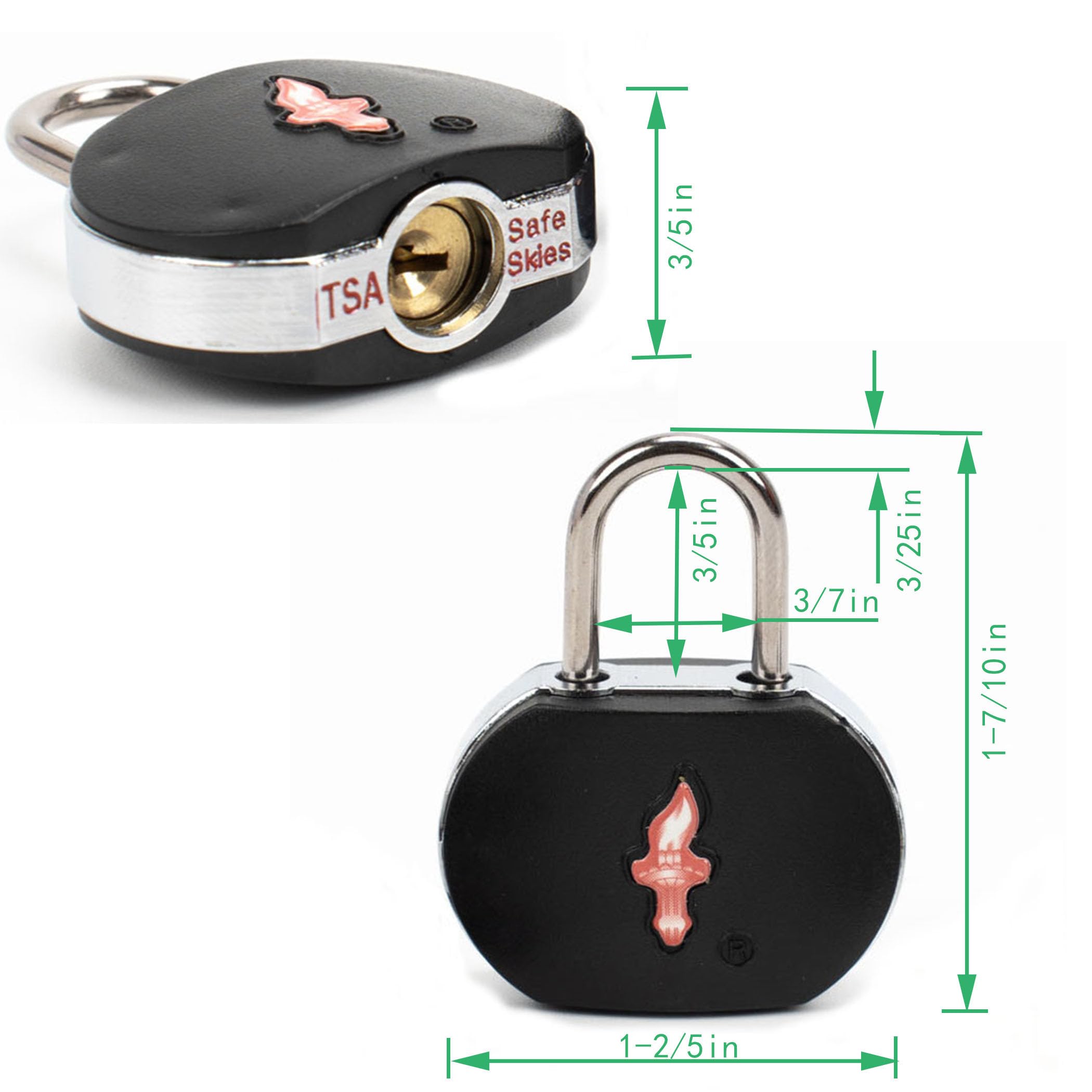 4-Pack Black TSA Approved Luggage Locks - Secure Suitcases, Carry-On Bags, Backpacks & Laptop Cases - Perfect for Travel, Business Trips & Airport Security