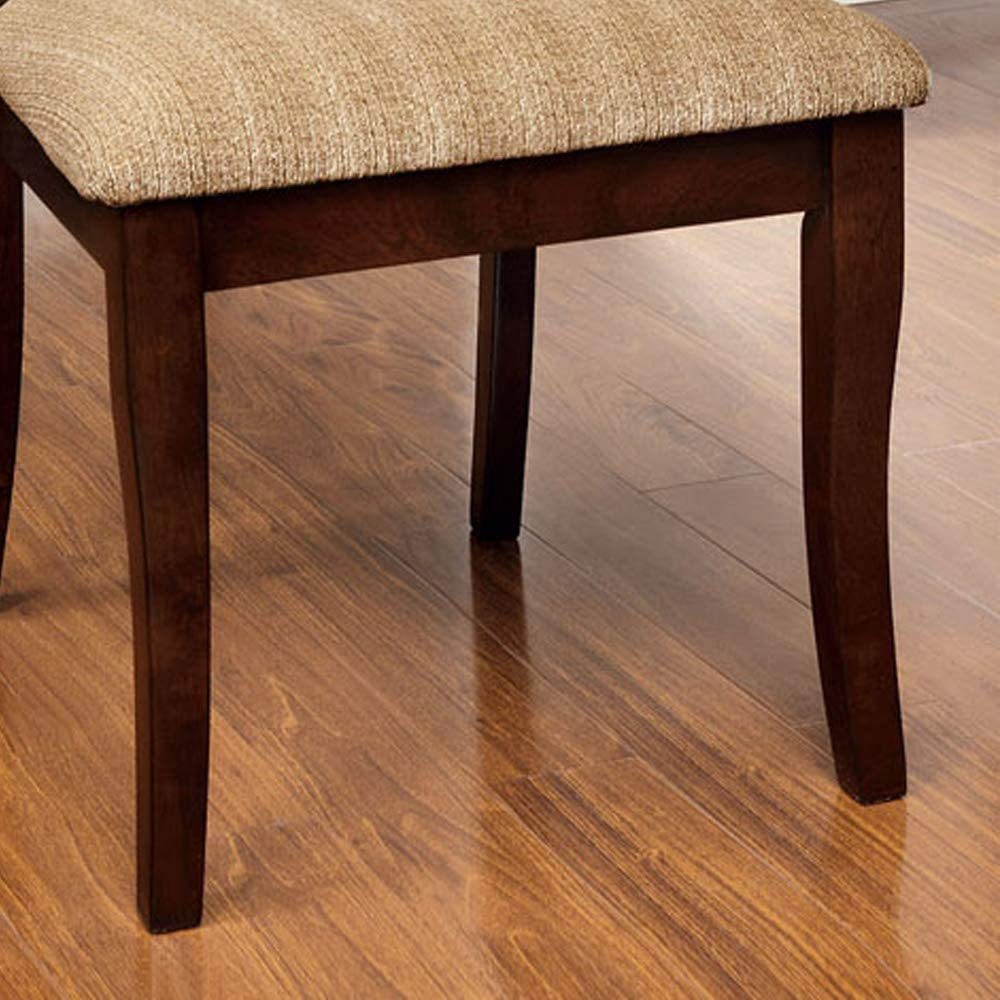 Classic Transitional Dining Chairs Set of 2 - Brown Cherry Solid Wood with Padded Fabric Seat - Elegant Side Chairs for Dining Room - Perfect for Family Dinners & Entertaining Guests