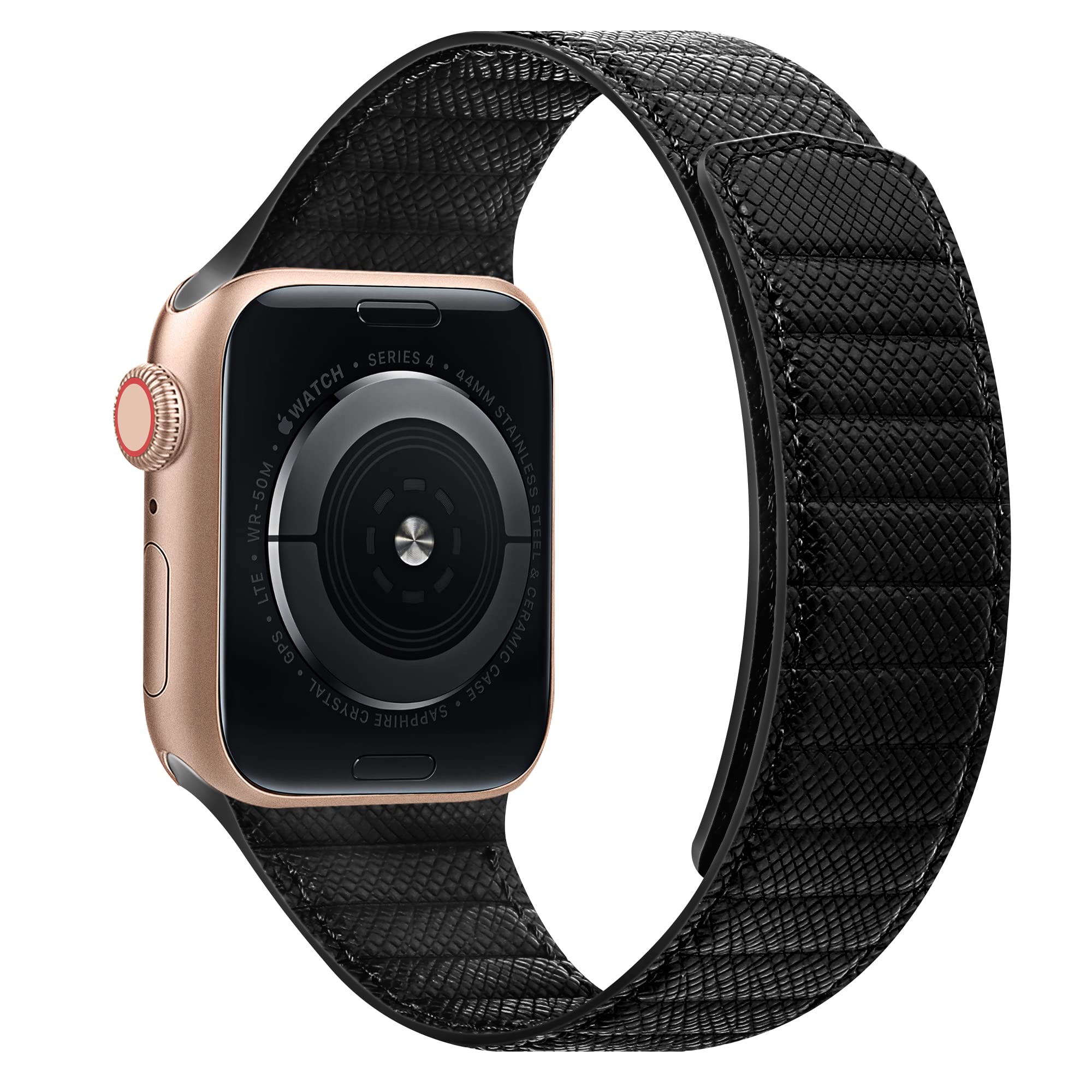 Premium SYNCHRO Saffiano Leather Apple Watch Band - Magnetic Clasp Compatible with Series Ultra/8/7/6/5/4/3/2/SE (38mm-49mm) - Durable Genuine Leather Strap for Men & Women - Perfect for Workouts, Office & Everyday Wear