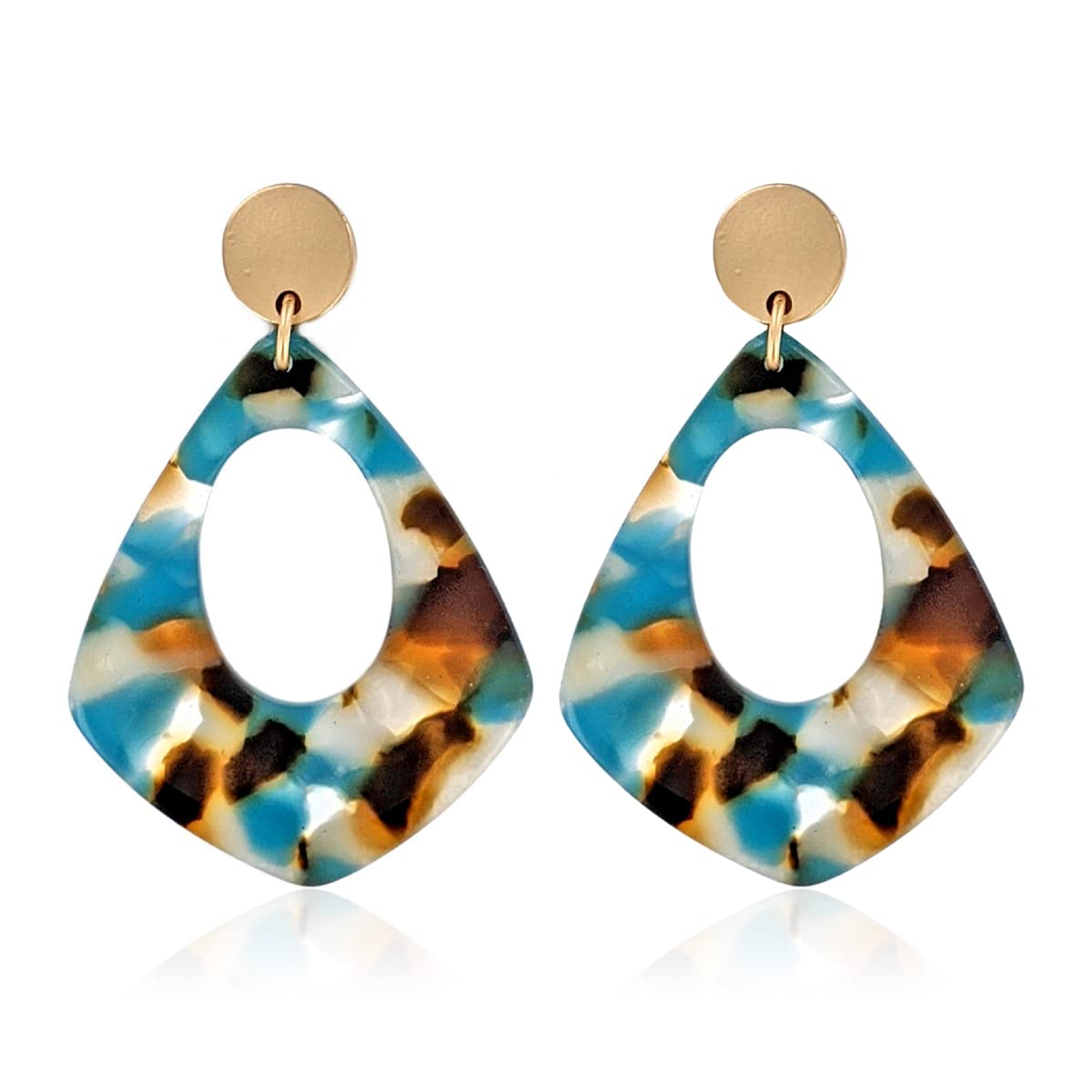 Vibrant Multi-Color Acetate Hoop Earrings - Geometric Statement Hoops with Leopard & Marbled Patterns | Fashion Jewelry for Women, Perfect for Parties, Work & Everyday Wear
