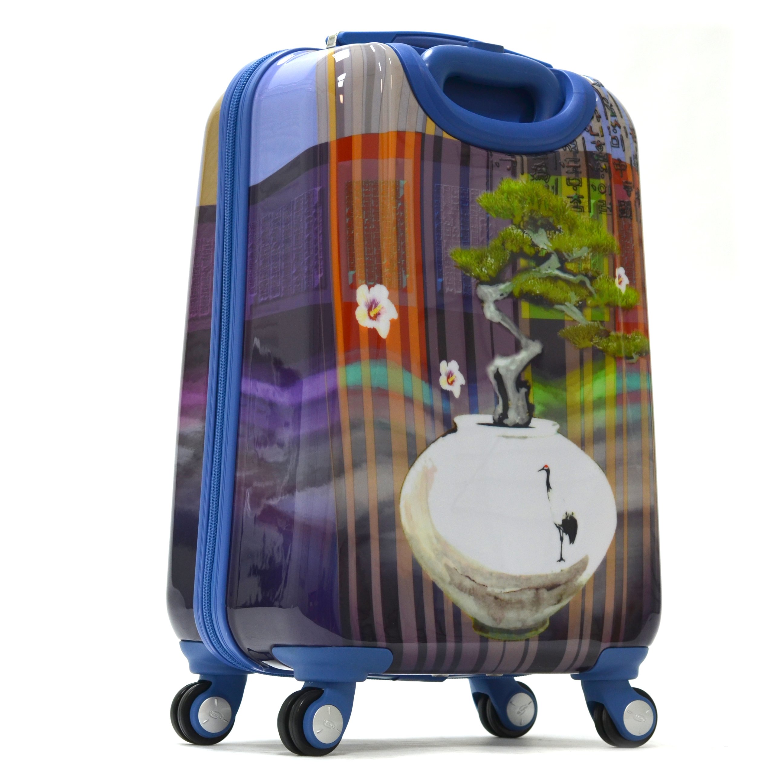 Olympia U.S.A. Arirang Art Series 21 Inch Carry-on Luggage - Sapphire Blue Spinner Suitcase for Travel, Business Trips & Weekend Getaways | Lightweight & Durable