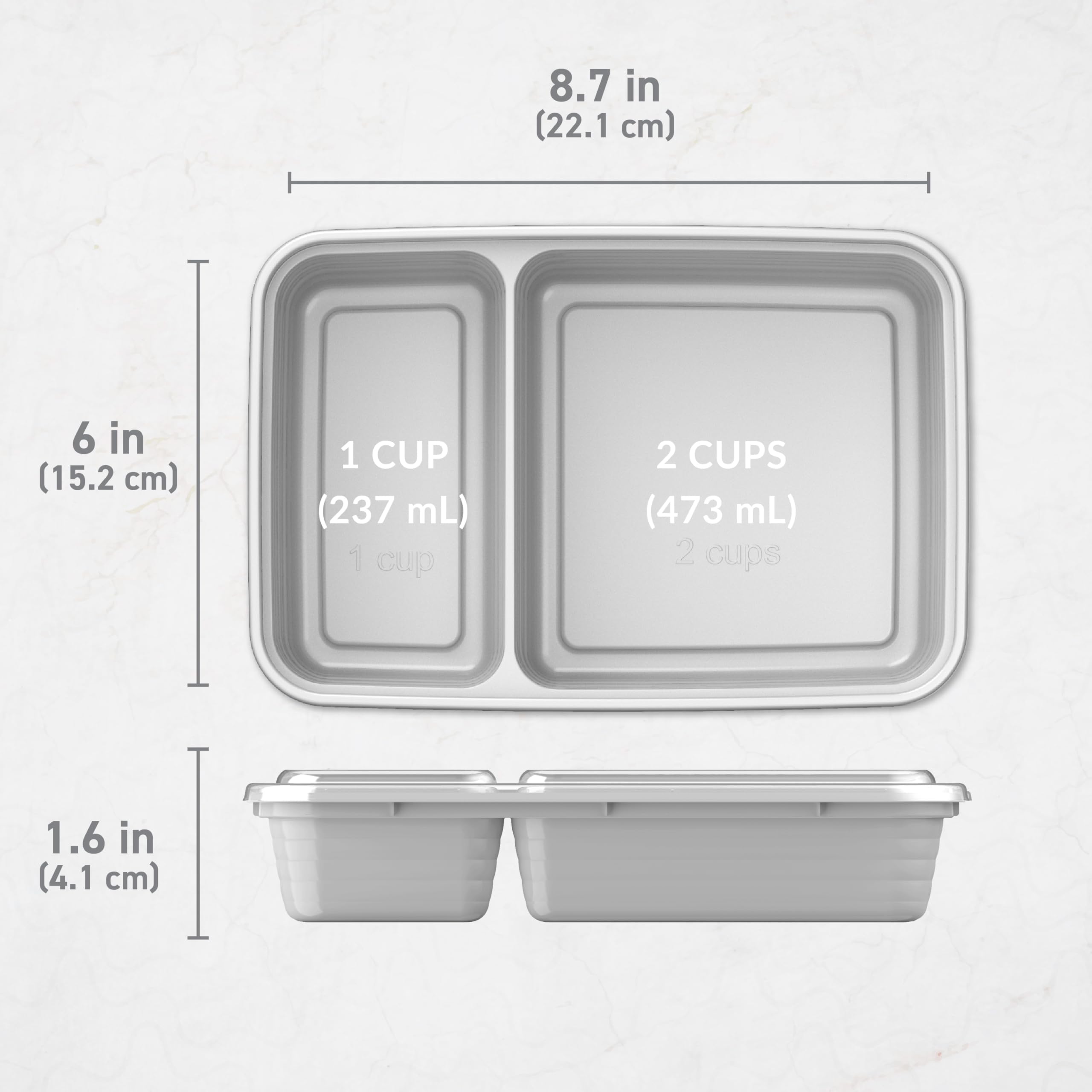 Bentgo 20-Piece BPA-Free Food Storage Containers Set - Lightweight & Durable 2-Compartment Meal Prep Containers - Microwave, Freezer & Dishwasher Safe - Ideal for Office Lunch, Meal Prep & Leftovers Storage (Silver)