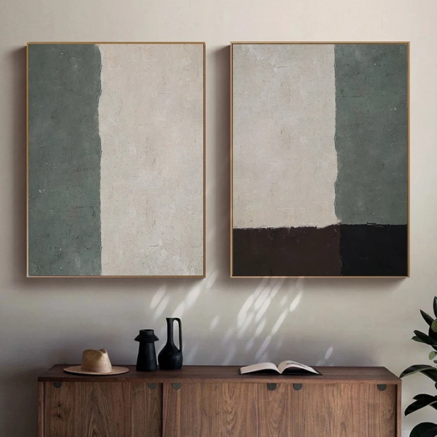 Abstract Tranquility Set of 2 Wall Art Paintings - Modern Minimalist Canvas Prints for Living Room, Bedroom & Office Decor #WS246