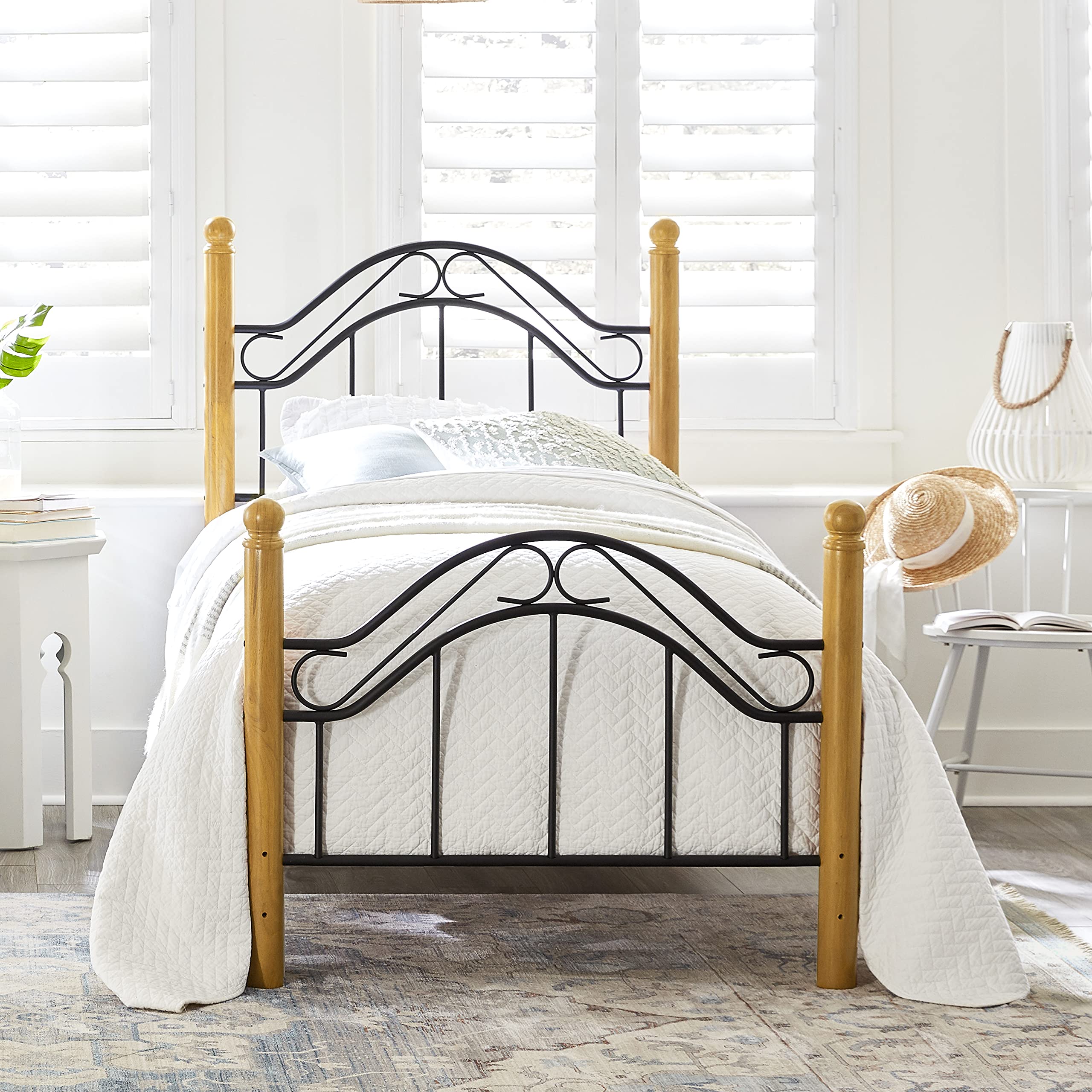 Hillsdale Furniture Winsloh Twin Size Bed Frame with Rails in Black - Sturdy Metal Platform Bed for Kids, Teens & Guest Rooms