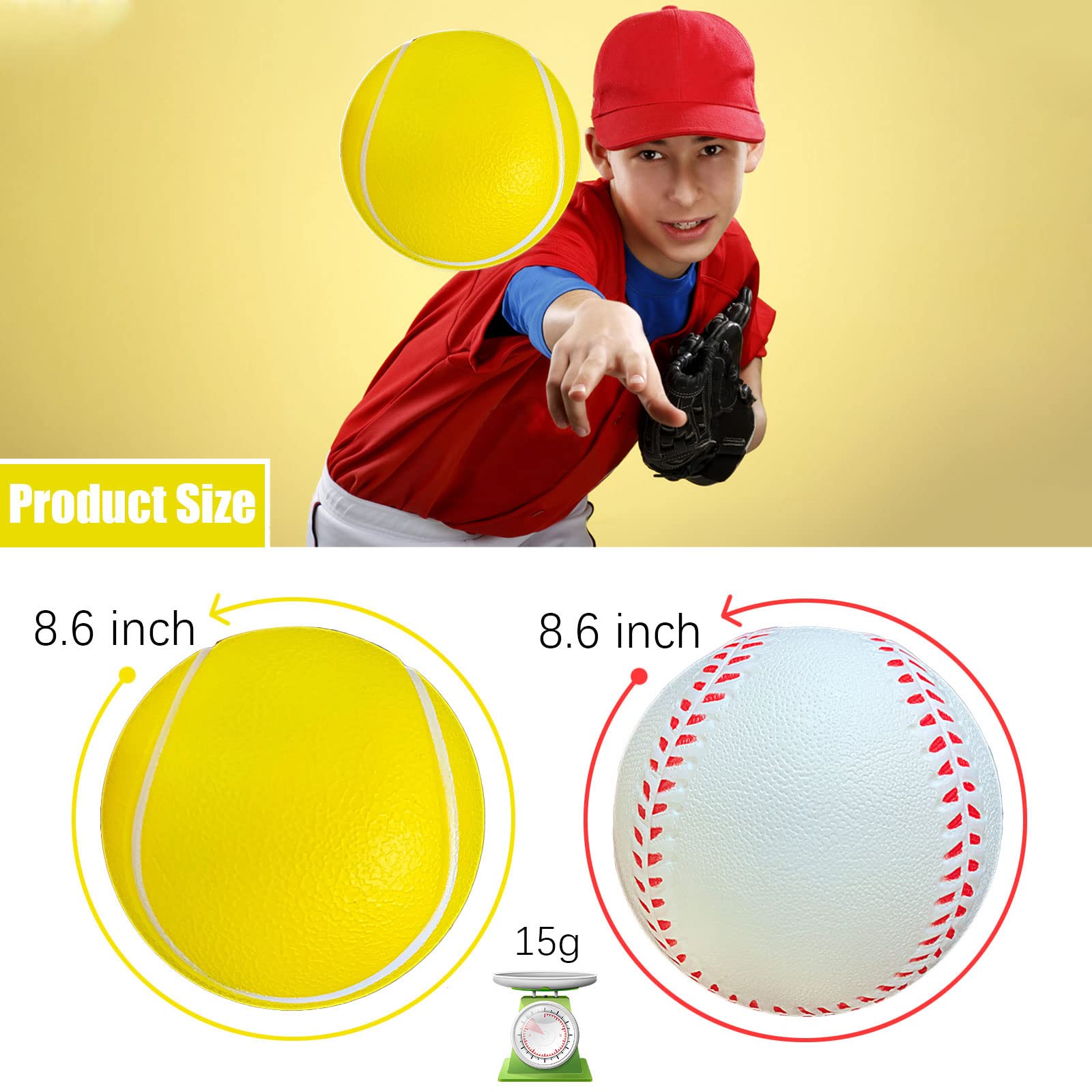 GKK 12 Pack Soft Foam Baseballs for Youth & Teen Players - Safe Training Balls for Hitting Practice, Indoor & Outdoor Games - Perfect for Backyard, School PE, and Baseball Drills
