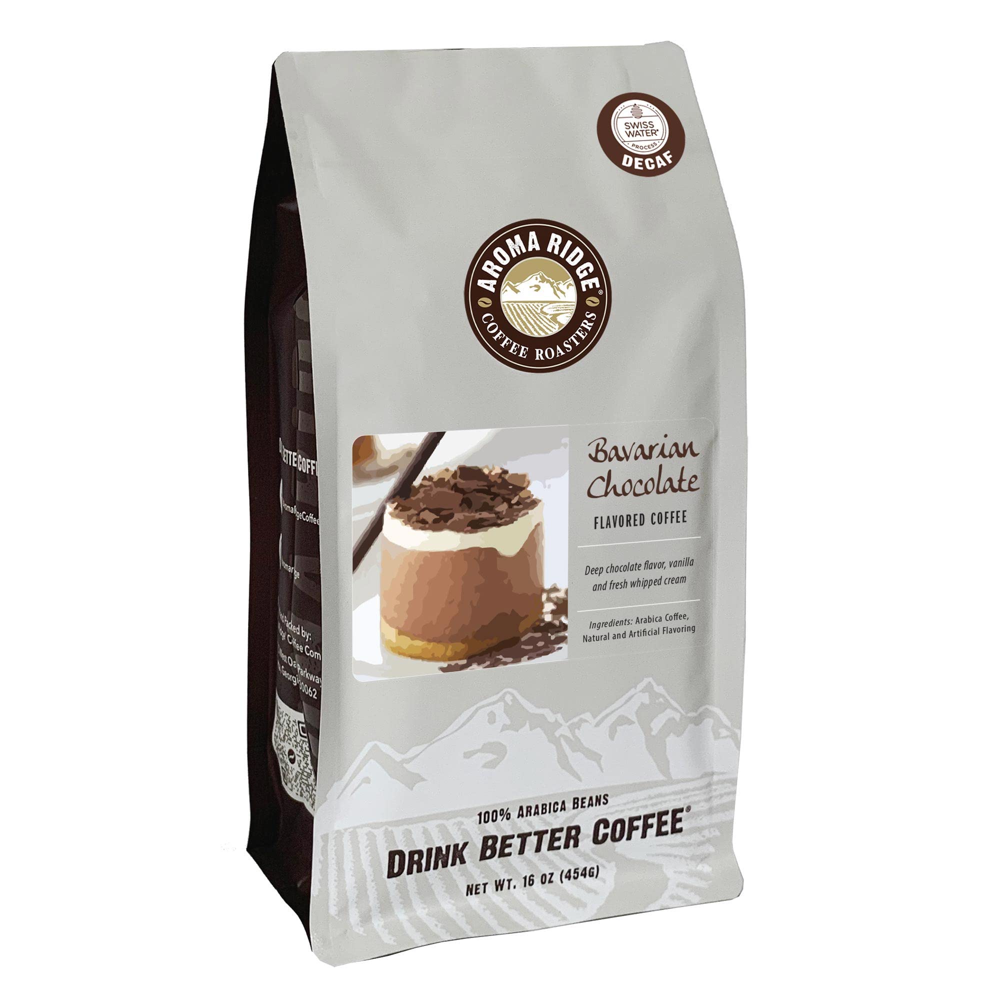 Premium Bavarian Chocolate SWP Decaf Whole Bean Coffee - 1 lb FlavorSeal Vacuum Bag for Rich, Smooth Taste | Perfect for After-Dinner Relaxation & Gift Giving