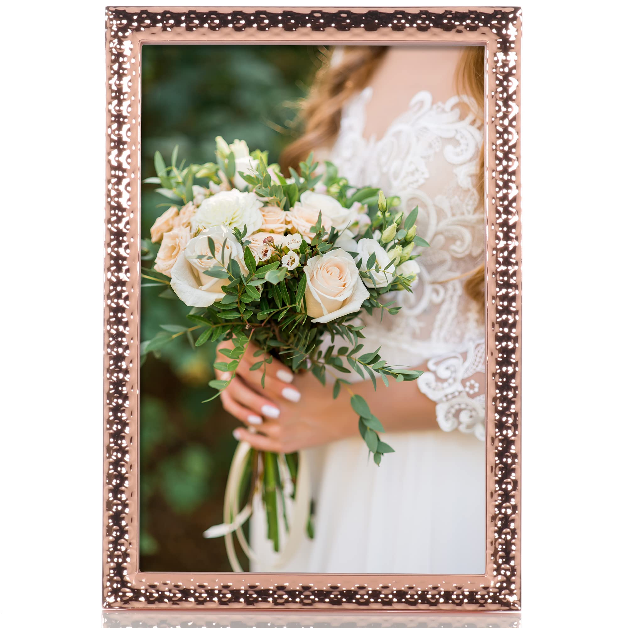 Lawrence Frames 4x6 Copper Metal Picture Frame with Hammered Texture - Perfect for Wall Art, Photo Displays & Home Decor
