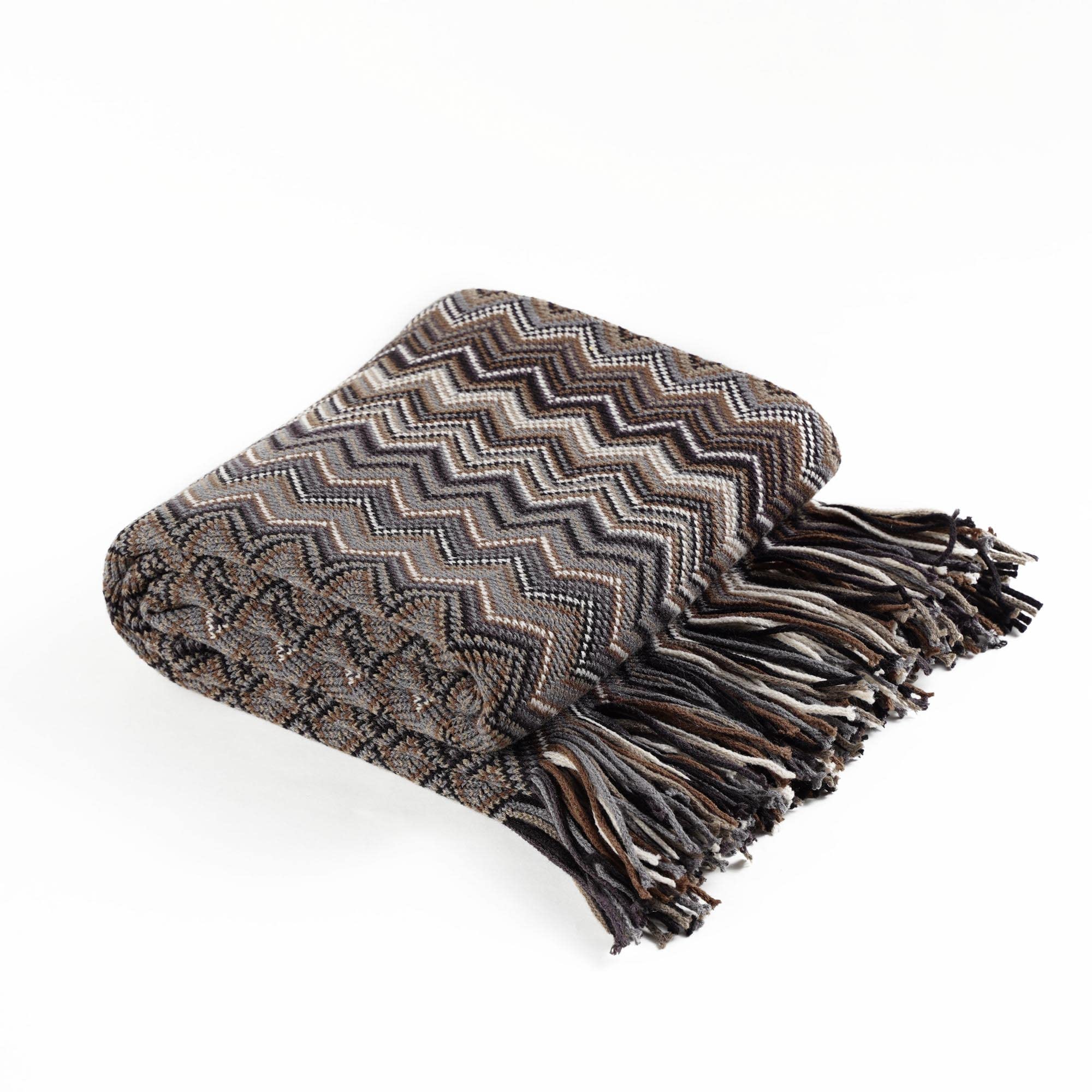 BATTILO HOME Boho Knitted Throw Blanket - Black Soft Mexican Blanket with Tassels (50