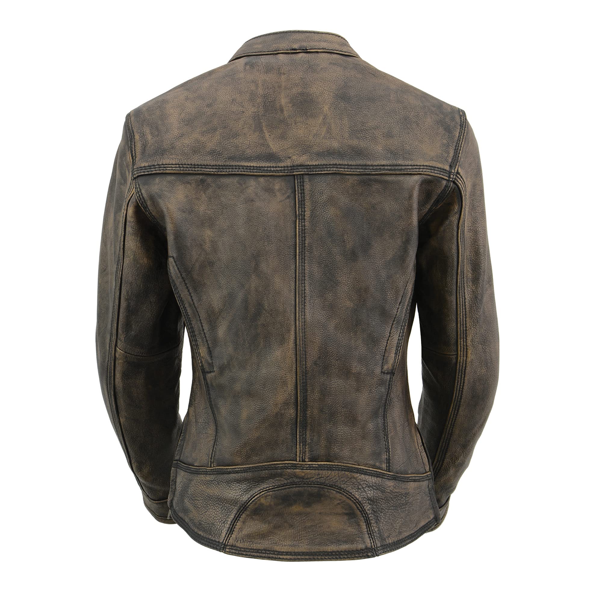 Milwaukee Leather Women's Brown Distressed Leather Scooter Jacket with Venting MLL2550 - Stylish Motorcycle Jacket for Riding & Casual Wear