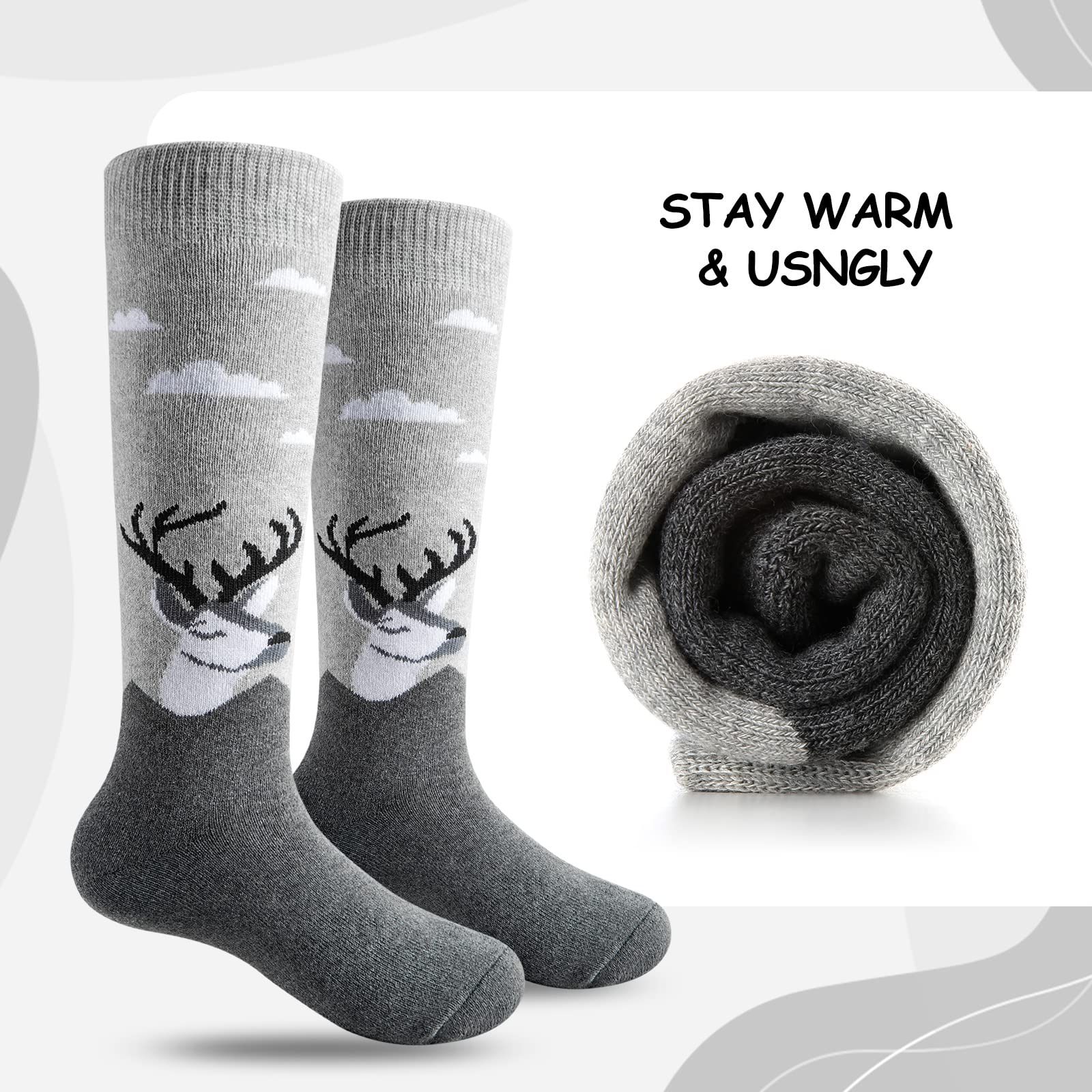 Cimkiz Kids Ski Socks for Boys & Girls - Warm Winter Snowboarding Socks (2-Pack/3-Pack) - Toddler Outdoor Skiing & Snow Sports Accessories for Cold Weather Activities