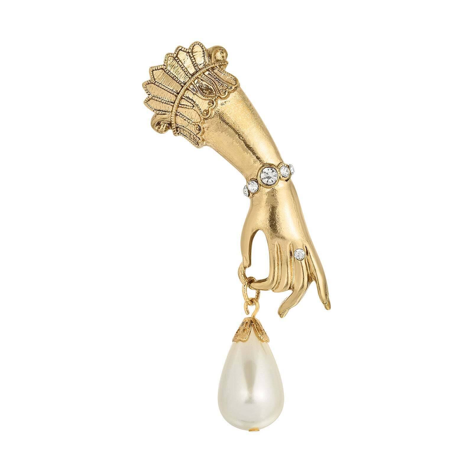1928 Jewelry Belle Epoch Vintage Teardrop Faux Pearl Brooch Pin for Women - Elegant Accessory for Weddings, Parties & Special Occasions