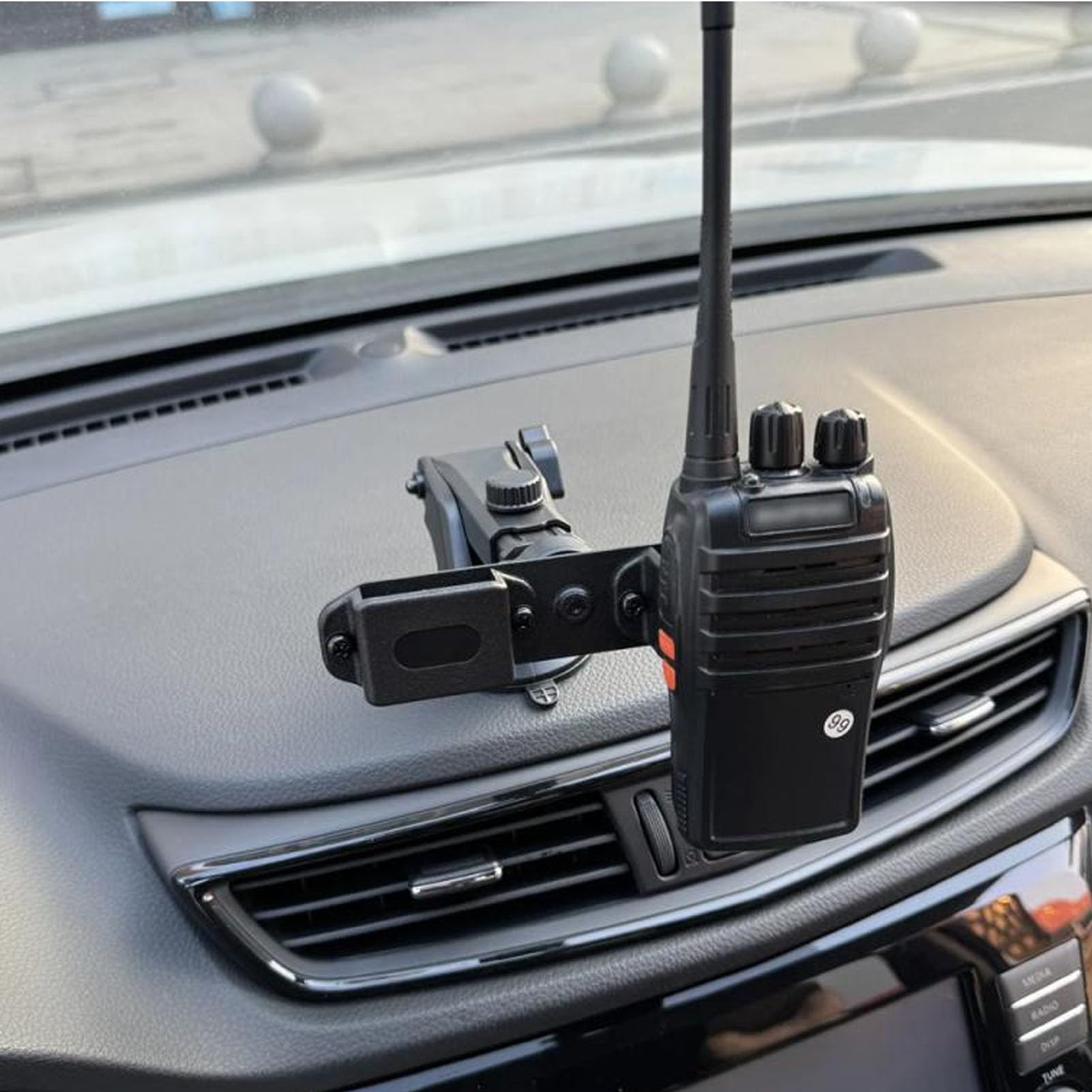 Dashboard Talkie Holder with Strong Suction Cup - Universal Handheld Radio Mount for Yaesu, Kenwood & More 2-Way Radios - Perfect for Truck, Car & Emergency Vehicles