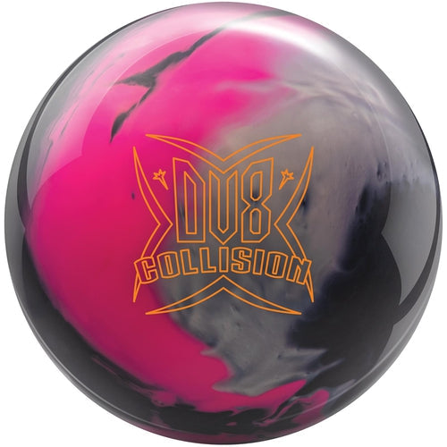 DV8 Collision Pink Silver Black Hybrid Bowling Ball - High Performance Reactive Resin for Hook & Control - Perfect for League Play & Tournaments