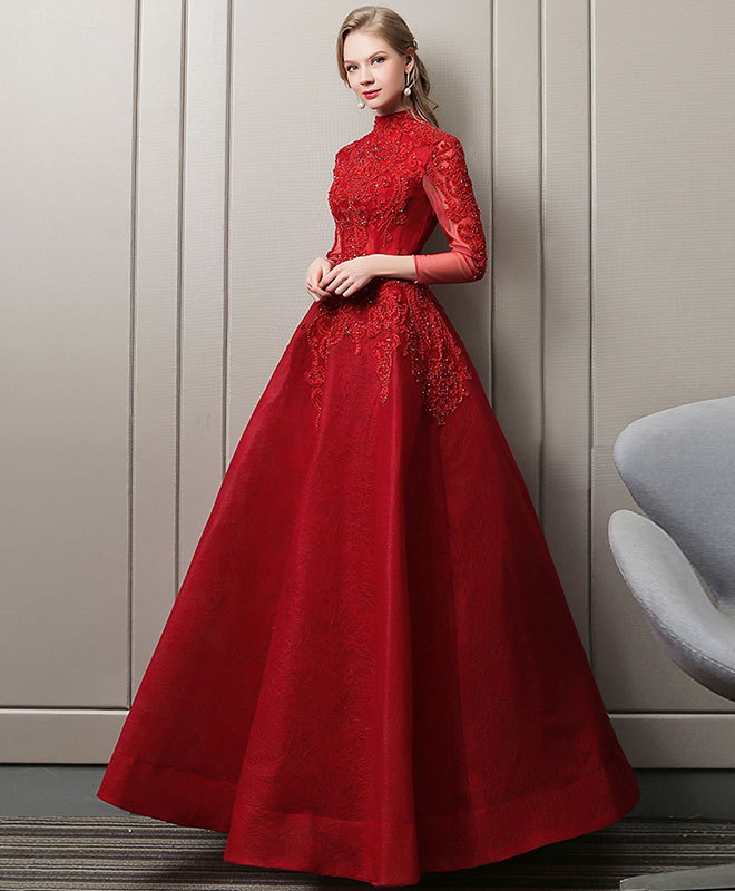 Elegant Burgundy Lace Long Prom Dress for Women - Formal Evening Gown for Homecoming, Wedding, and Special Occasions