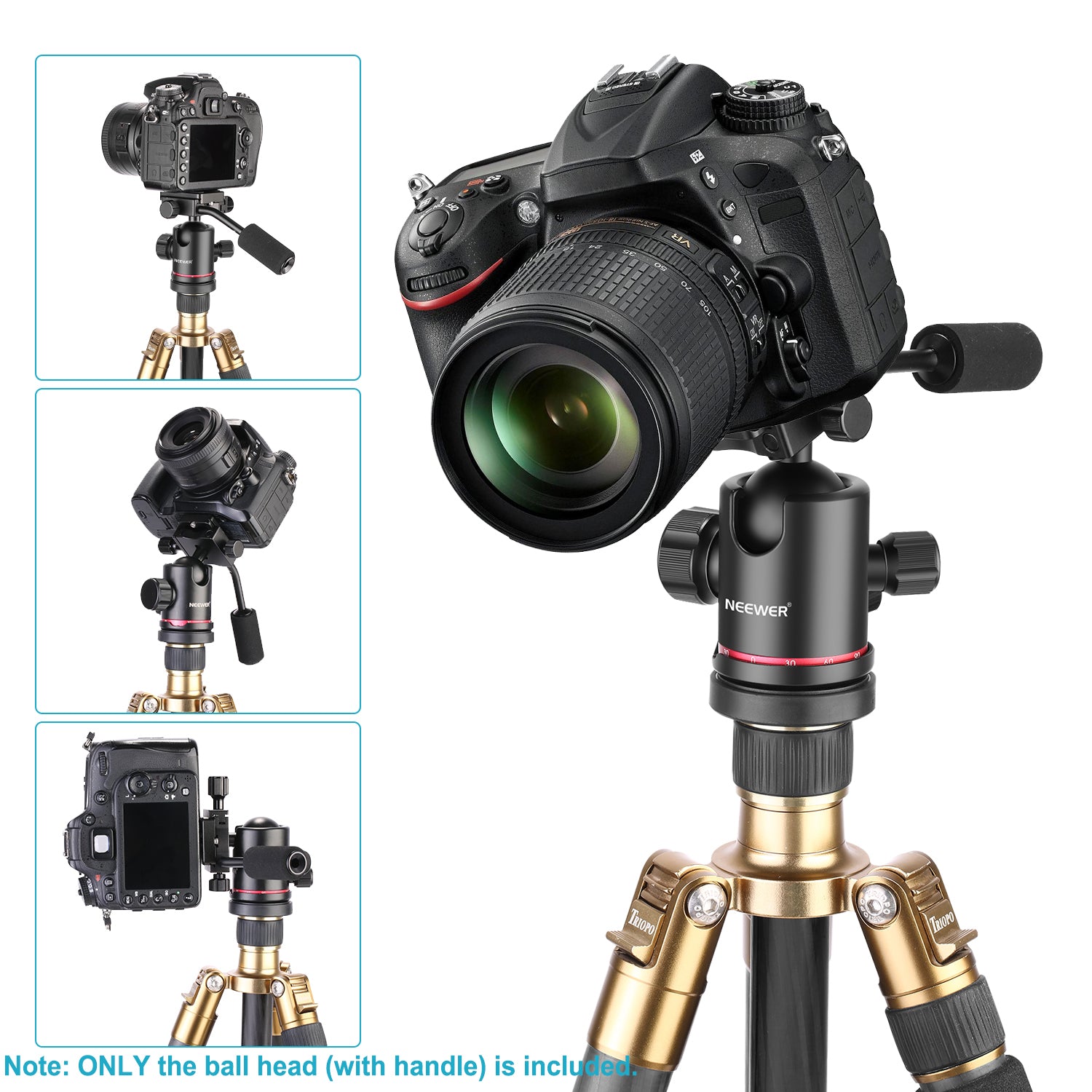 NEEWER Heavy Duty Camera Tripod Ball Head with Quick Release Plate - Professional 360° Panoramic Photography for DSLR Cameras, Video Shooting, Travel & Outdoor Adventures