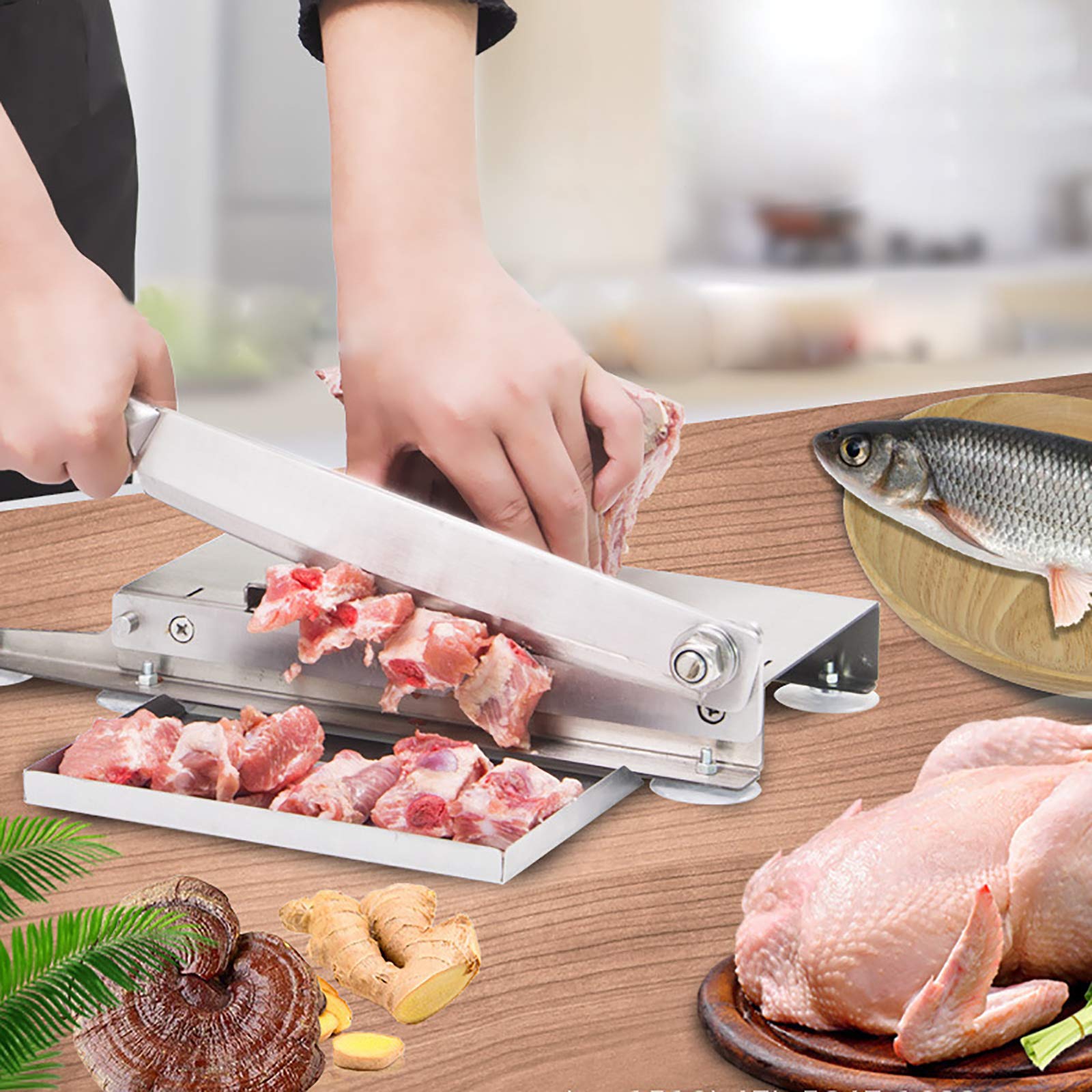 LOYALHEARTDY Manual Meat Slicer & Bone Cutter - Stainless Steel Rib Chopper for Deli, Fish, Chicken, Beef & Frozen Meat - Perfect for Home Kitchens, Butcher Shops & Food Preparation