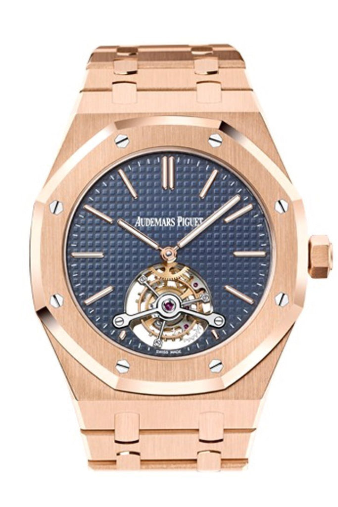 Audemars Piguet Royal Oak 41mm Ultra-Thin Tourbillon Blue Dial 18K Rose Gold Men's Luxury Watch 26510OR.OO.1220OR.01 - Perfect for Business Meetings, Formal Events & Exclusive Occasions