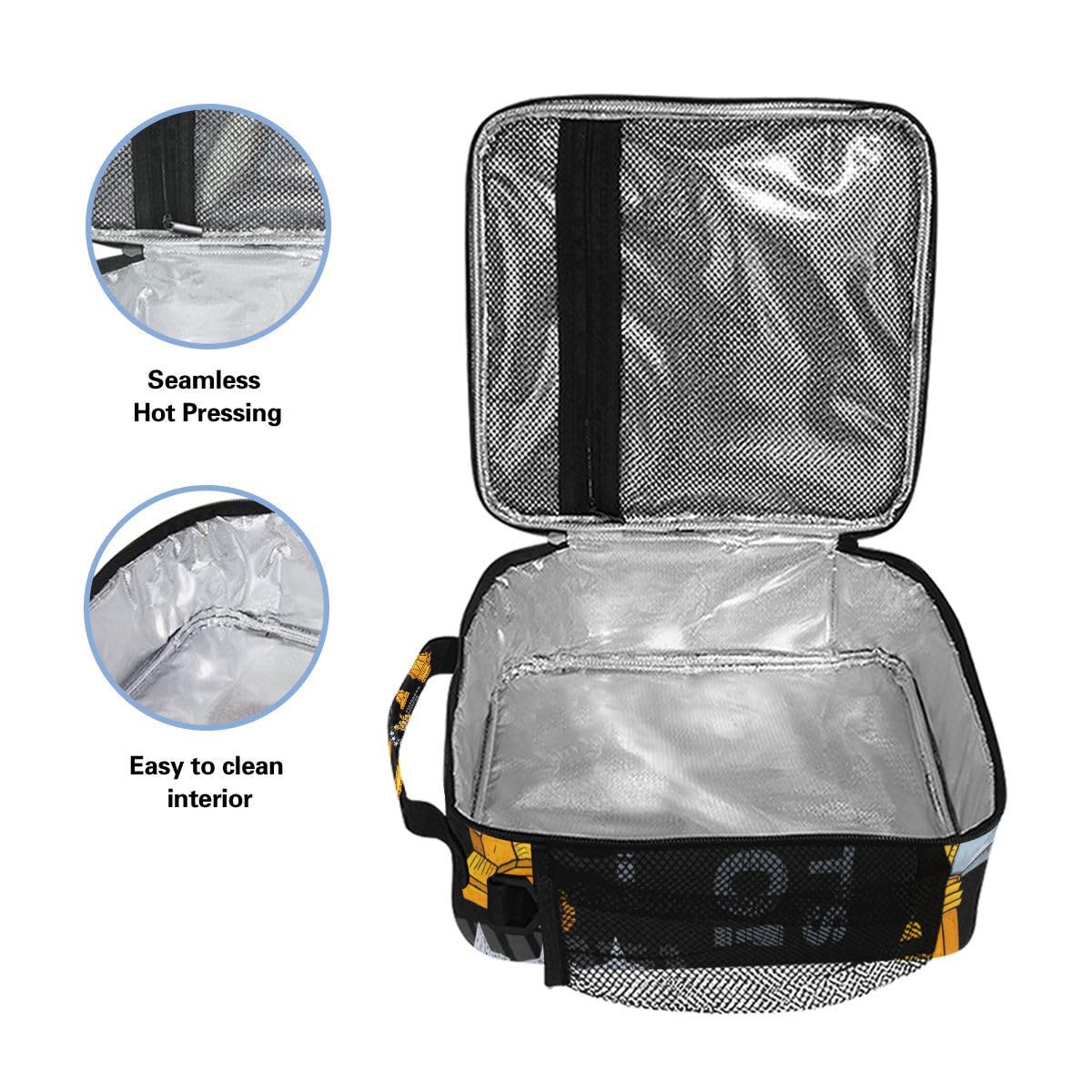 Stylish Insulated Lunch Box for Kids & Teens - Urban Robot Design School Lunch Bag, Cooler Tote for Boys & Girls - Perfect for School, Office, Picnics & Travel