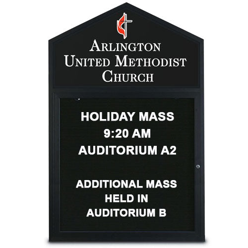 Outdoor Letter Board with Cathedral Design - Wall Mount or Freestanding Enclosed Message Board in 4 Sizes | Weatherproof Vinyl Sign for Church, School, Business & Home Decor
