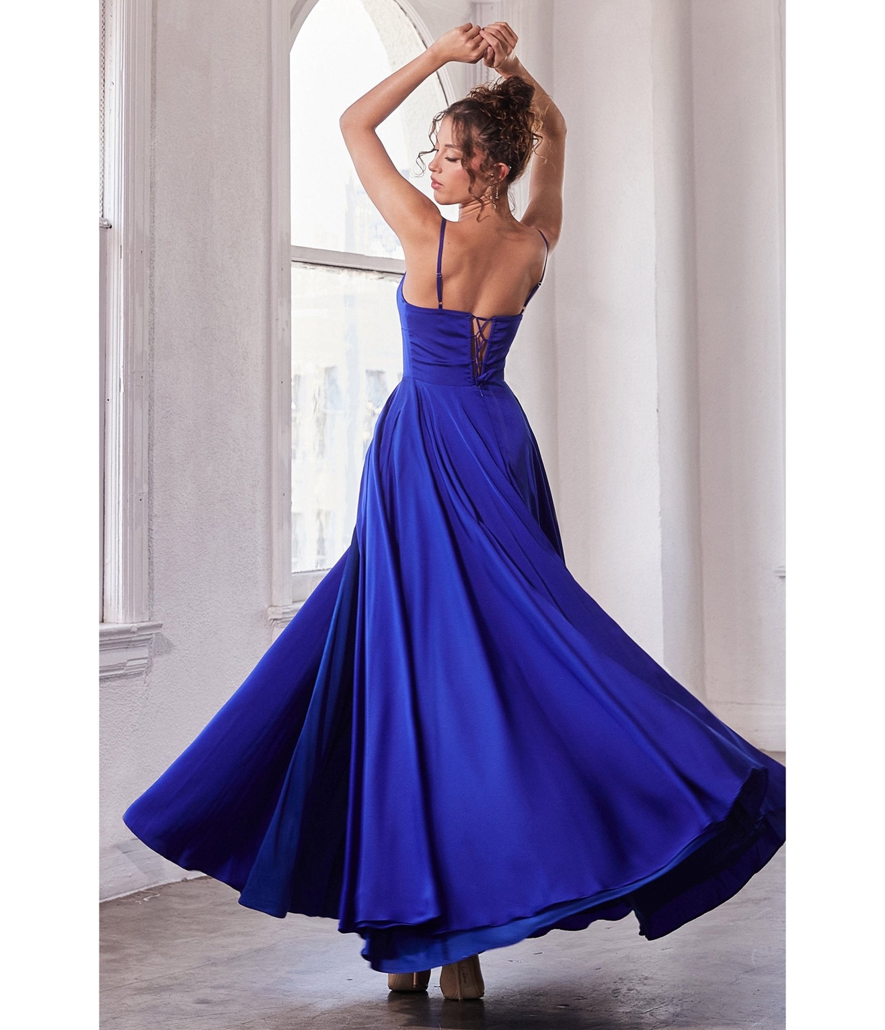 Ladivine by Cinderella Divine Royal Blue Satin A-Line Bridesmaid Dress - Elegant Formal Gown for Weddings, Prom & Special Occasions
