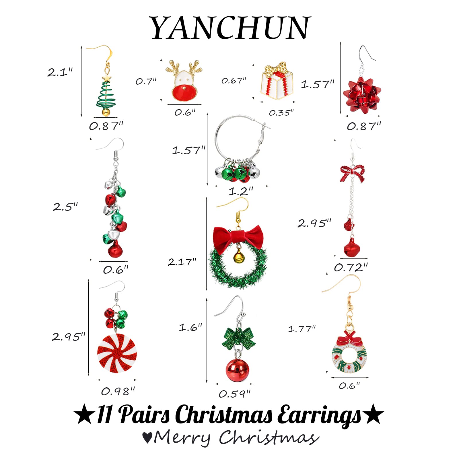 Festive Christmas Earrings for Women - Elegant Dangle Earrings with Tree, Jingle Bell, Reindeer & Snowflake Designs - Perfect Stocking Stuffers & Holiday Gifts for Her - Ideal for Christmas Parties, Office Celebrations & Family Gatherings
