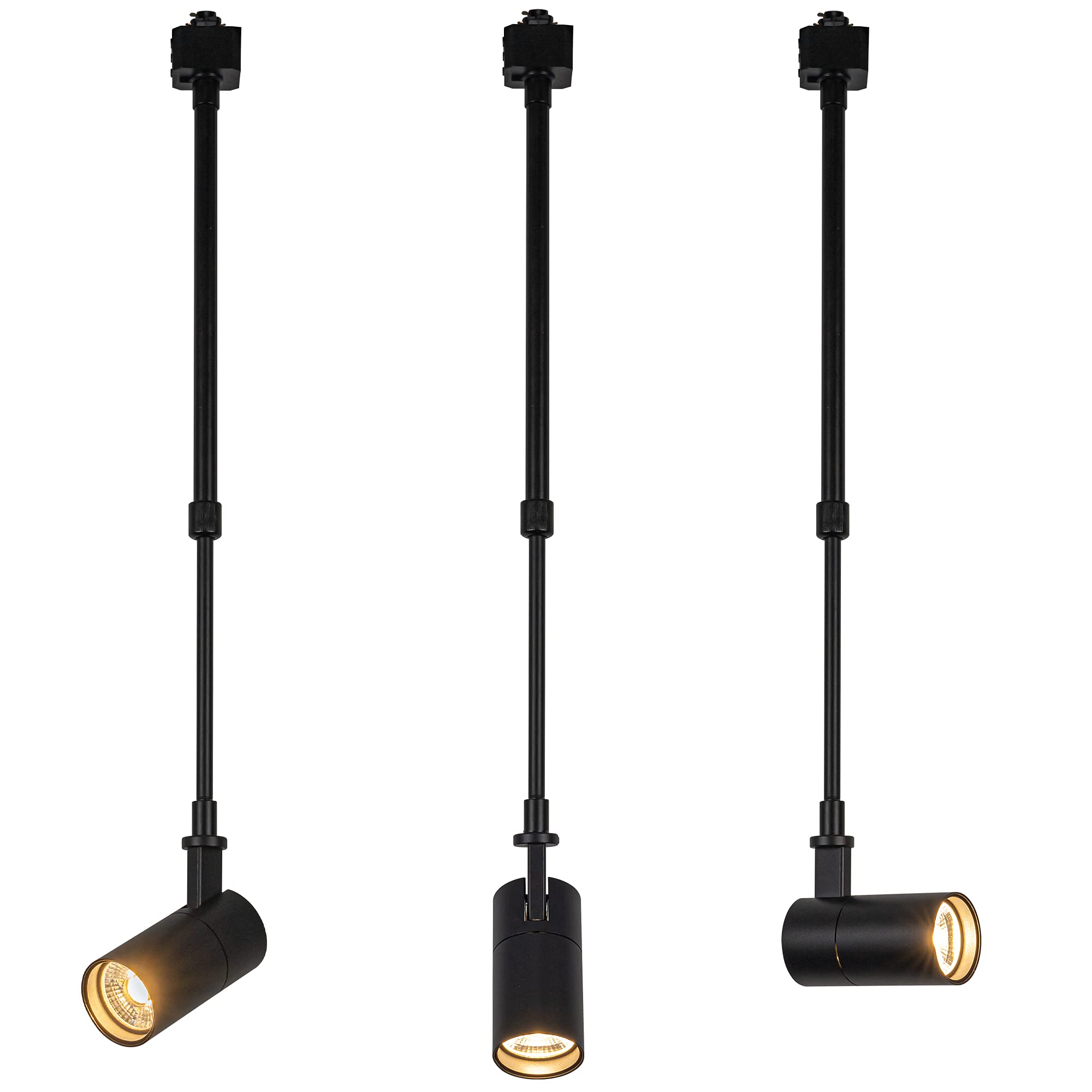10W LED Track Spotlight - Industrial Black Pendant Light with Adjustable Telescoping Rod for Shop & Kitchen Lighting (3 Lights, Warm White) | Modern H-Type Track Lighting for Retail Stores, Restaurants & Home Decor