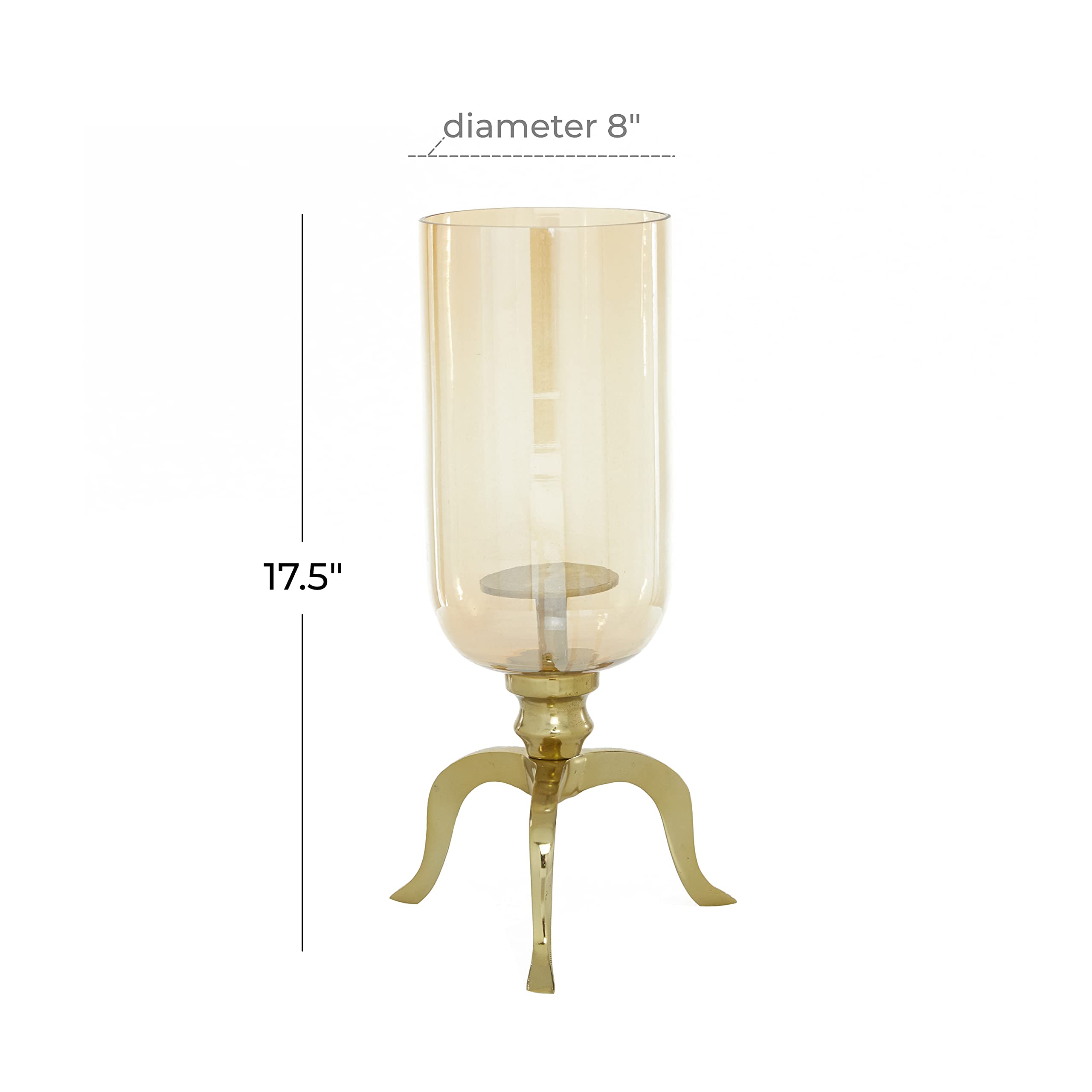 Deco 79 Gold Aluminum Metal Single Candle Hurricane Lamp - 9