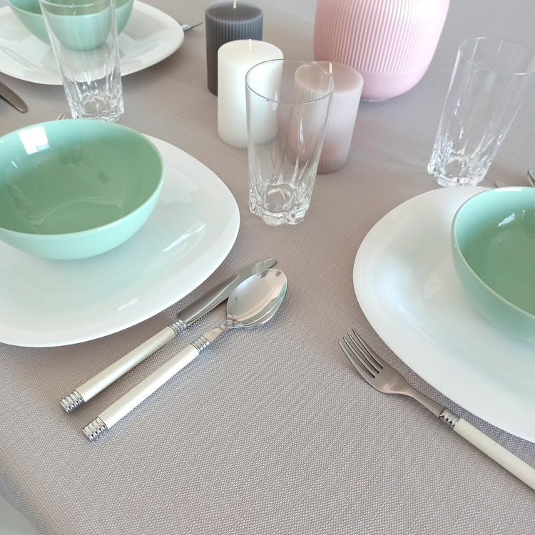 Altamira Pearl Grey Tablecloth 70x118 Inches - Elegant Dining Table Cover for Weddings, Parties & Home Decor