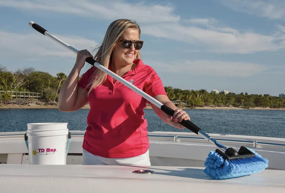 Big Bird Boat Deck Scrub Brush - Medium Size Blue Cleaning Brush for Boats, Cars & Marine Use | Snap-On Attachment | Perfect for Deck Washing, Vehicle Cleaning & Marine Maintenance