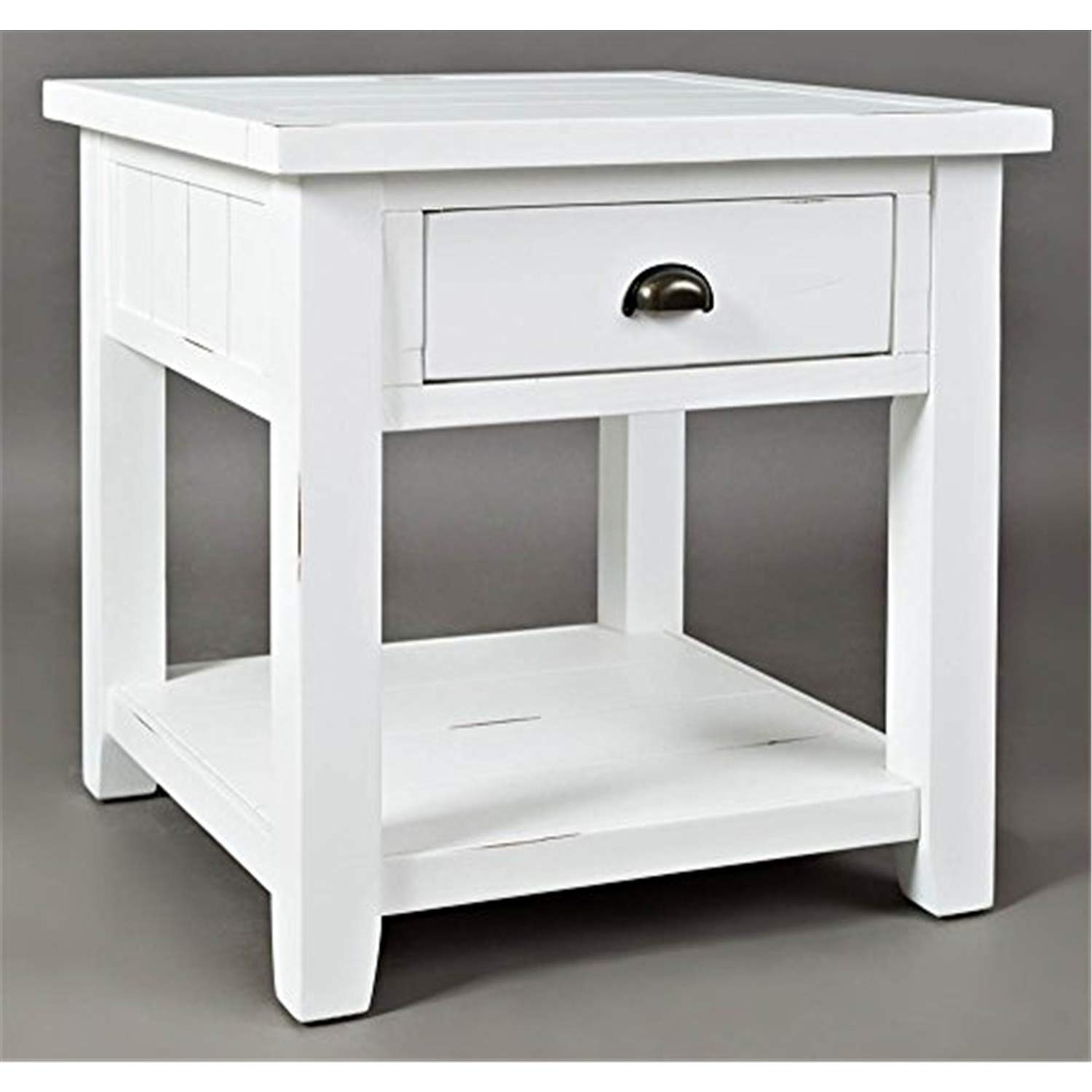 Jofran Inc. Handcrafted Farmhouse Solid Acacia Wood End Table - Nightstand for Bedroom, Living Room, or Office Decor