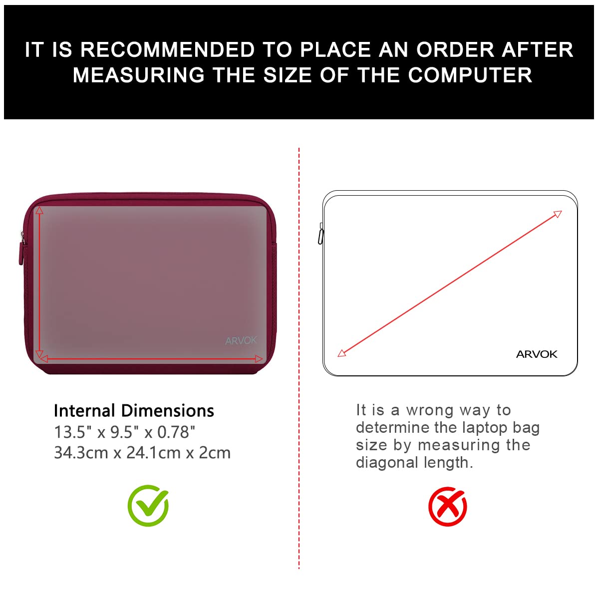 Premium 13-14 Inch Laptop Sleeve for MacBook Pro/Air, HP, Dell, Lenovo, Asus, Acer - Water-Resistant Protective Case with Carrying Handle - Perfect for Work, Travel & School - Wine Red