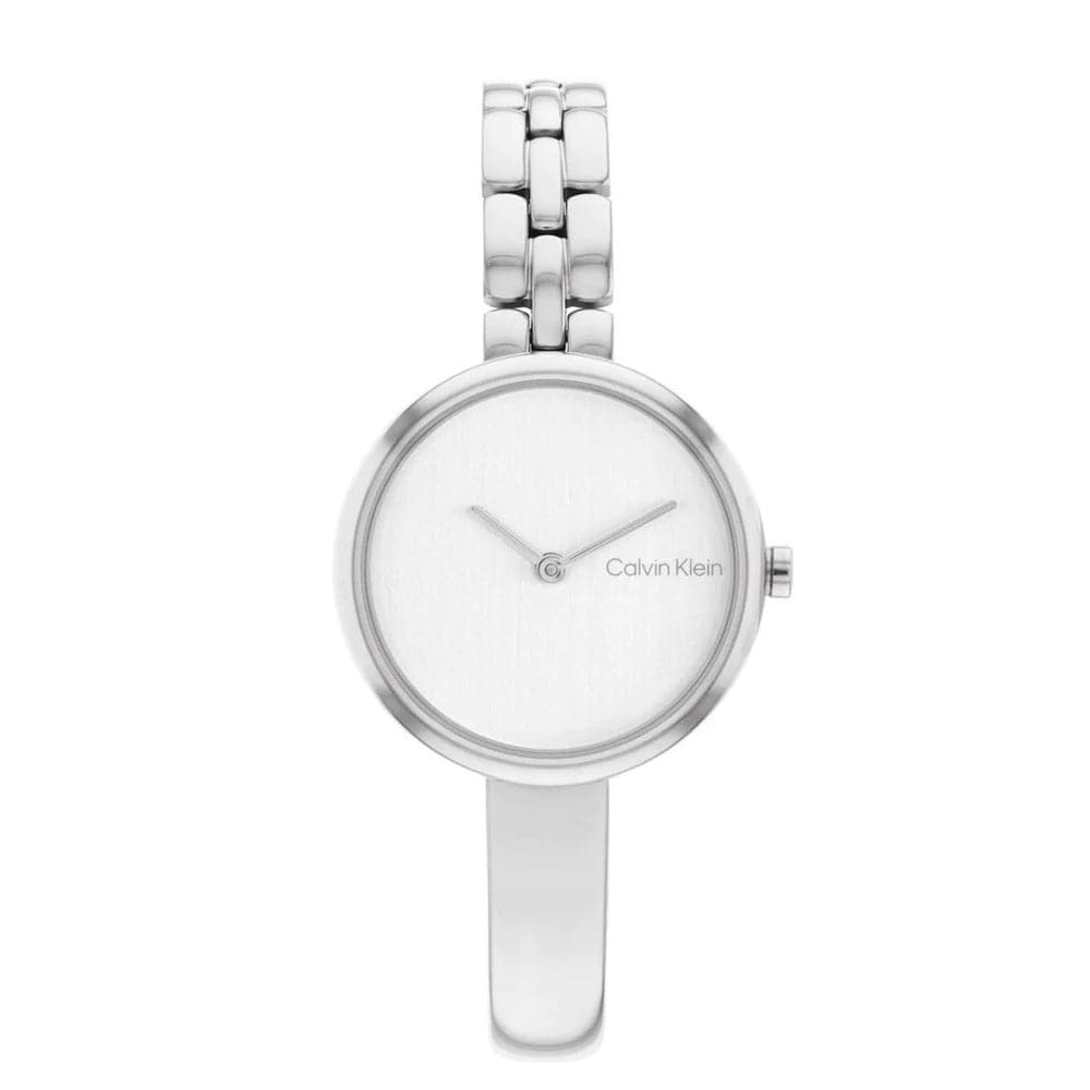 Calvin Klein Women's Watch with White Dial & Silver Stainless Steel Strap - Model 25200278 | Elegant Dress Watch for Office, Party & Everyday Wear
