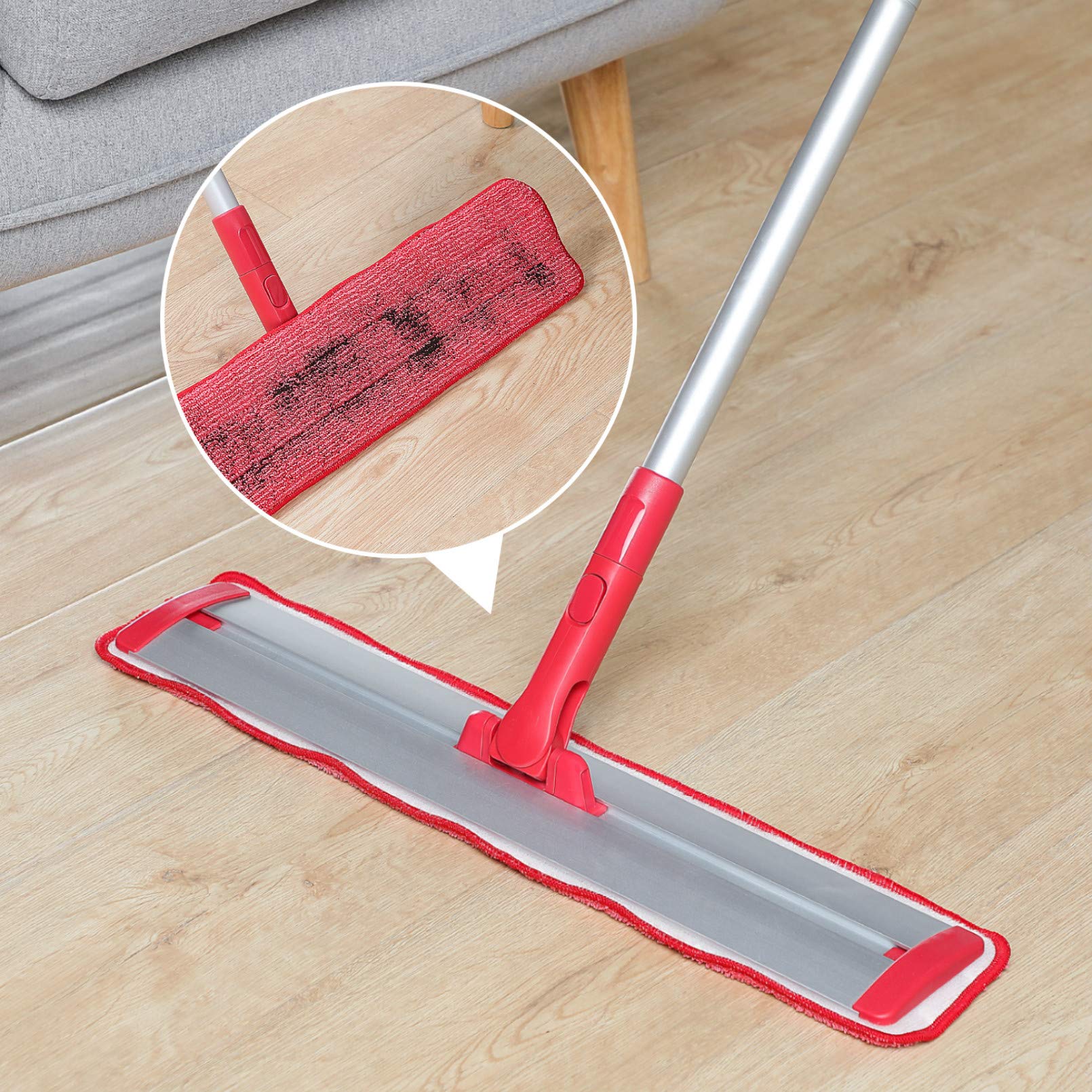 AKOMA Heavy Duty Microfiber Dust Mop with Extendable Handle - for Laminate, Hardwood & Tile Floors - Includes 2 Washable Pads - Ideal for Dry & Wet Cleaning in Homes, Offices & Commercial Spaces