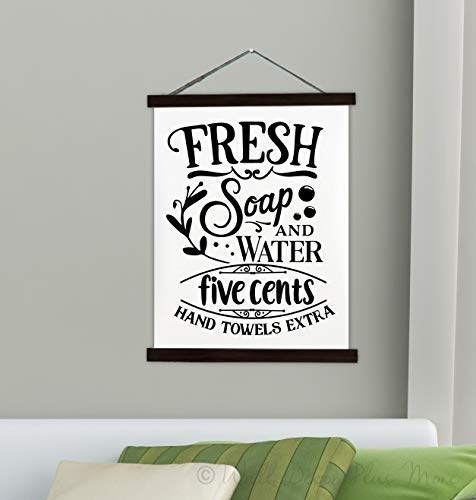 Black Wood & Canvas Laundry Quote Wall Art - 23x30 Inch Rustic Home Decor for Laundry Room, Bathroom, or Kitchen