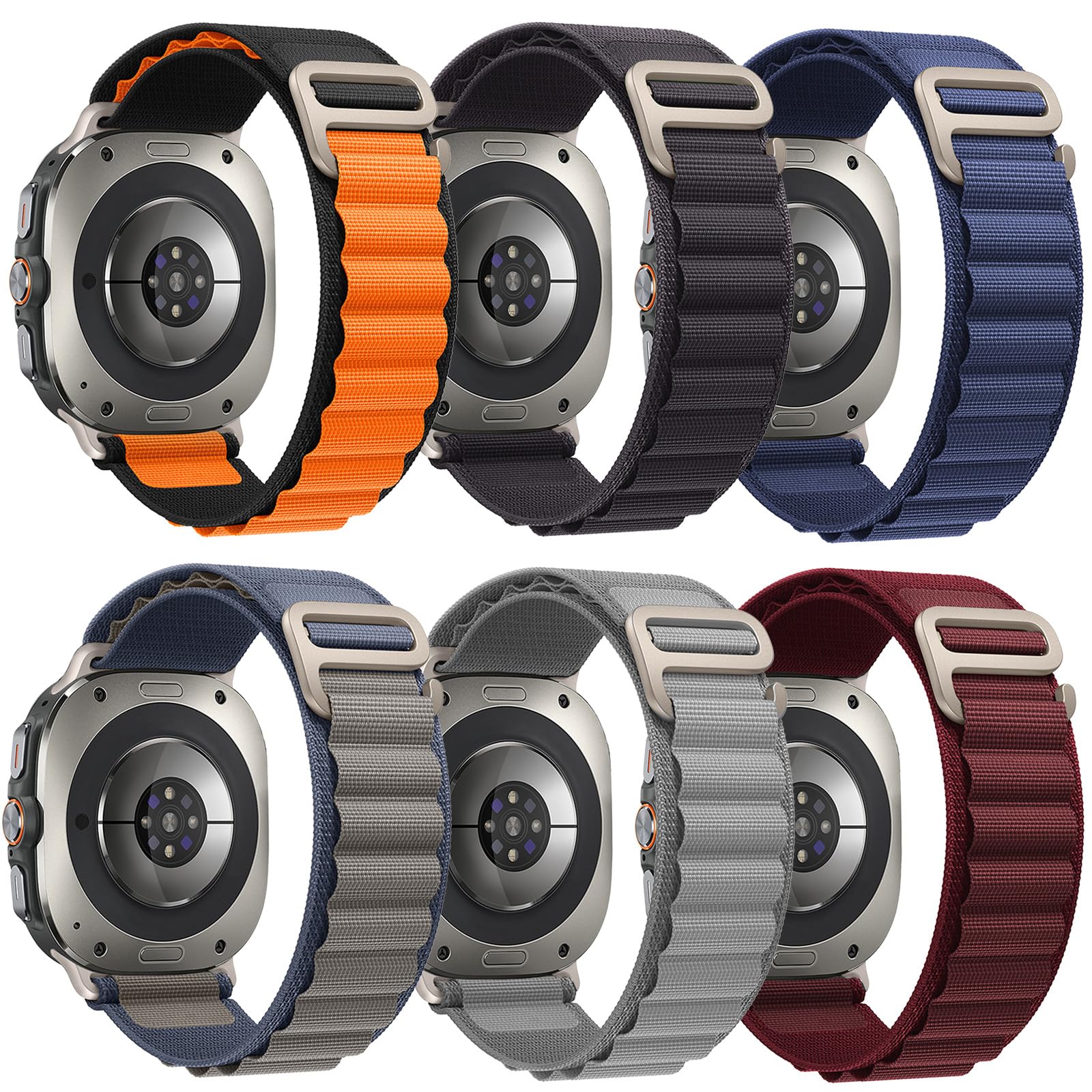 6 Pack Sport Alpine Loop Bands for Apple Watch Ultra 2/1, Series 10/9/8/7/SE/6/5/4 - 49mm 46mm 45mm 44mm Soft Durable Replacement Strap for Men & Women - Perfect for Running, Hiking & Outdoor Activities