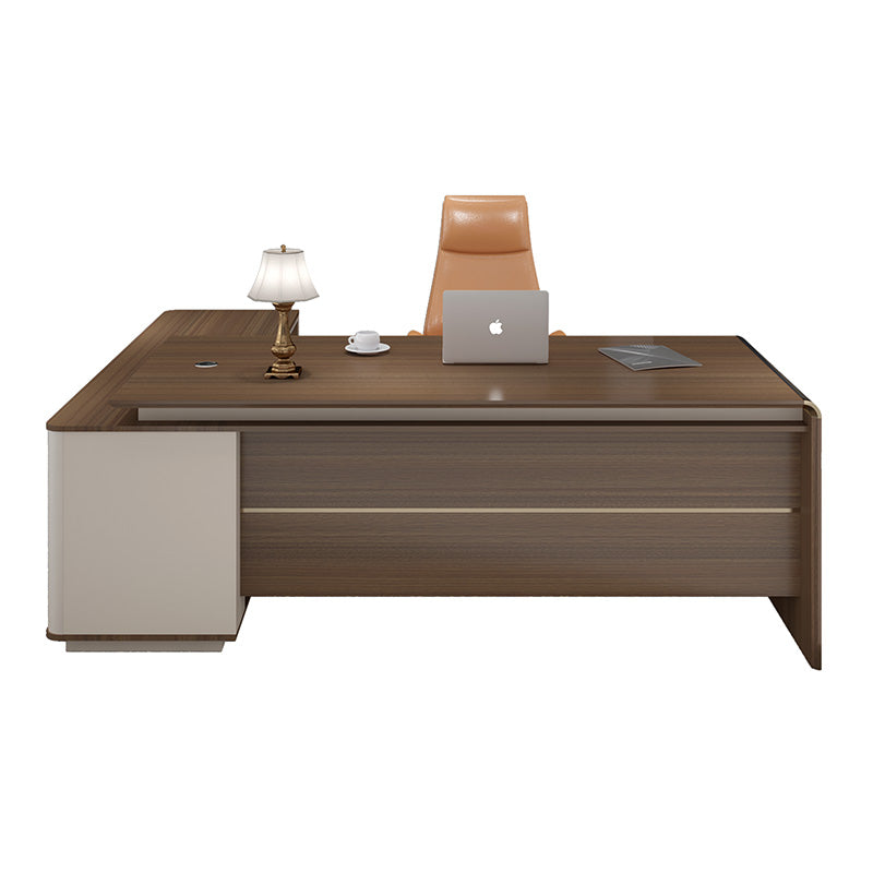 Premium ANDERSON Executive Desk 2.0M - Reversible L-Shaped Office Desk in Hazelnut & Beige | Modern Home Office Furniture for Professionals & Remote Workers