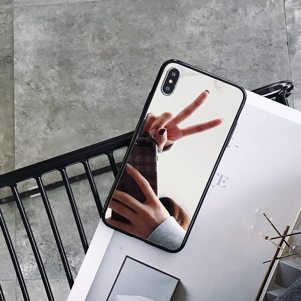 Black Mirror Edge Protective Phone Case for iPhone 13/12/11 Pro Max/X/XS MAX/XR/6s/7/8 Plus - Soft TPU Shockproof Cover with Stylish Reflective Design - Perfect for Night Out, Selfies & Fashion Accessories