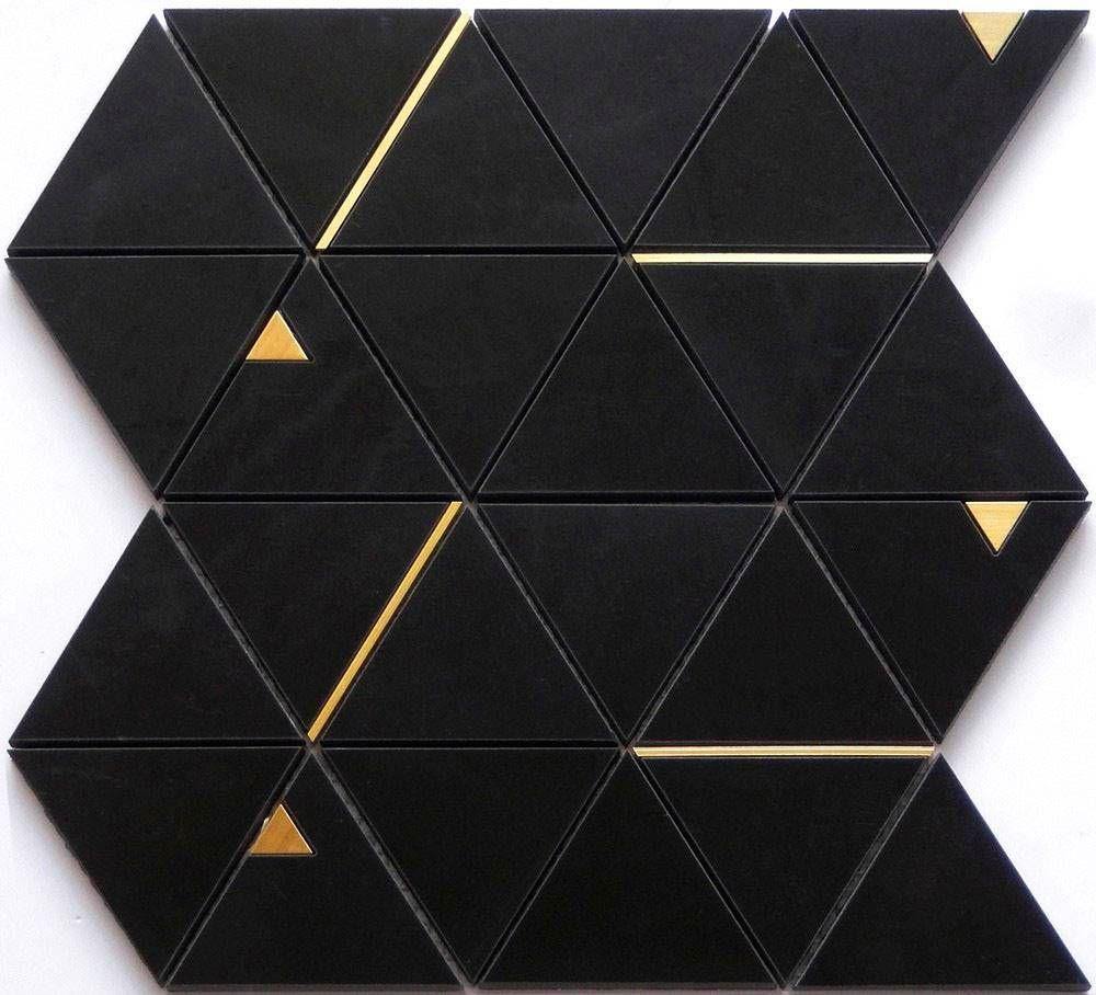 Premium Brass Gold and Black Pyramid Inlay Tiles for Home Decor - Perfect for Mosaic, Backsplash, and Wall Accents