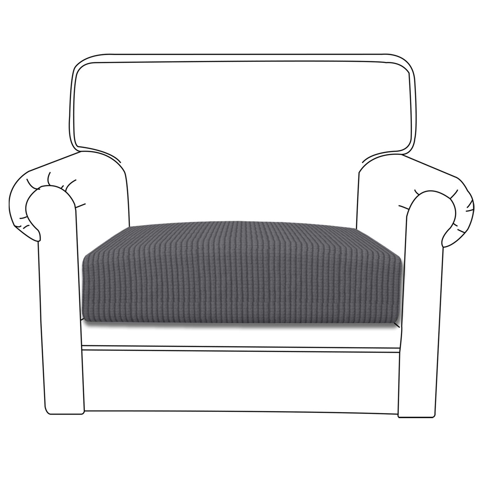 Stretch Chair Cushion Cover - Elastic Sofa Slipcover with Soft Flexibility, Furniture Protector for Living Room & Office (Grey) | Perfect for Home Decor, Guest Seating & Pet-Friendly Furniture Protection